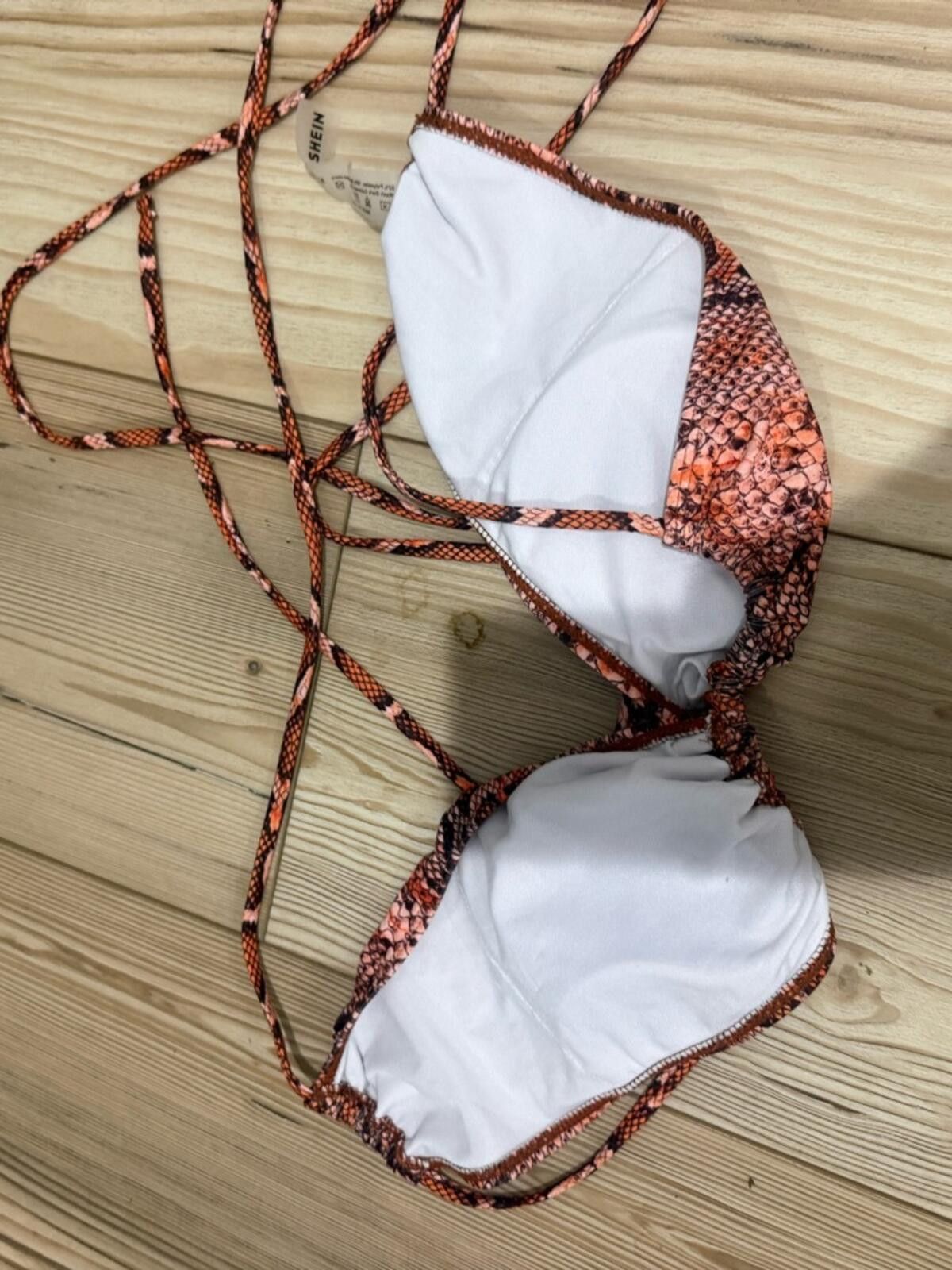 Shein SHEIN Orange Snake Print Bikini Set Size ONE SIZE - 4 Thumbnail