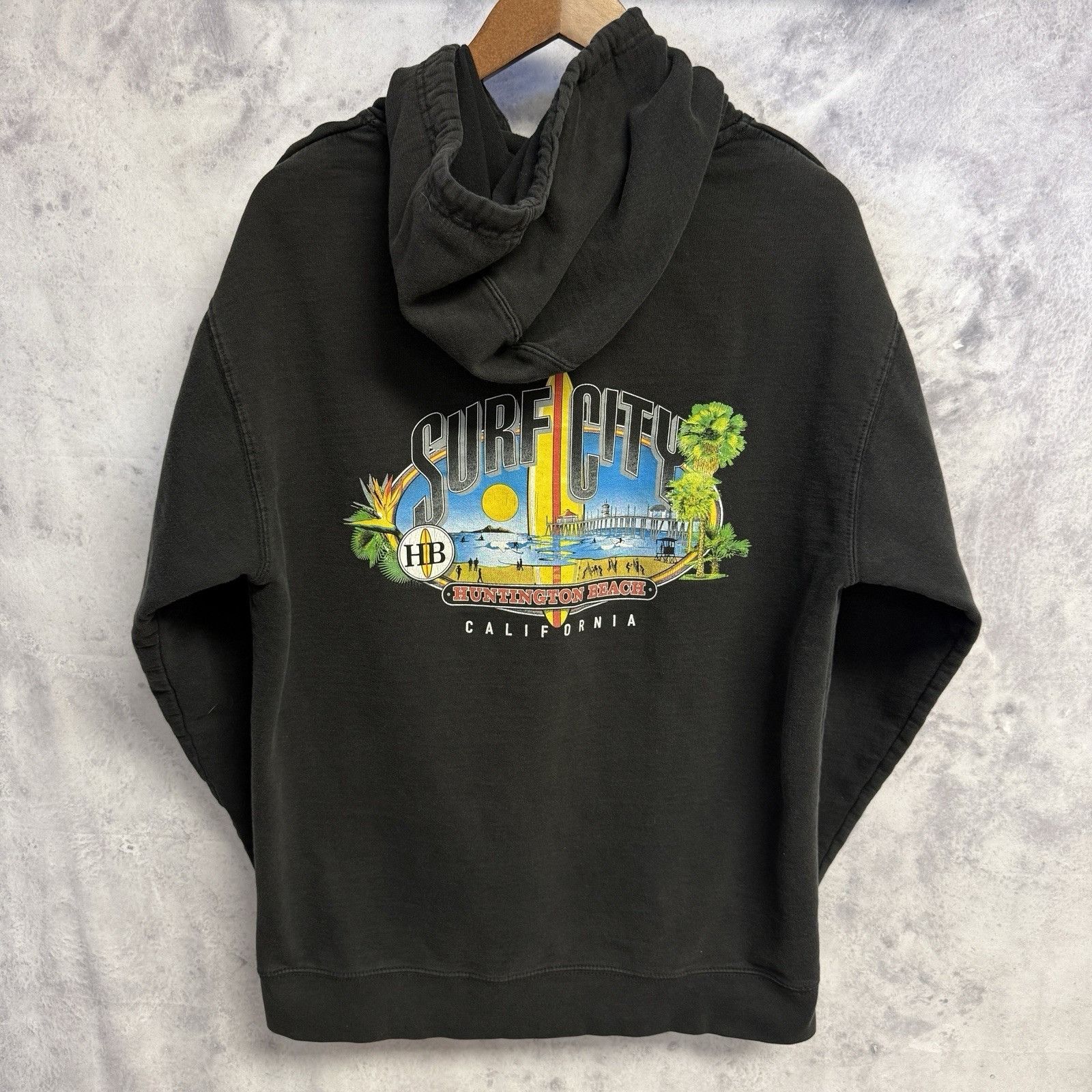 Vintage Vintage Huntington Beach Surf City Hoodie Sweatshirt Mens M Size US M / EU 48-50 / 2 - 1 Thumbnail