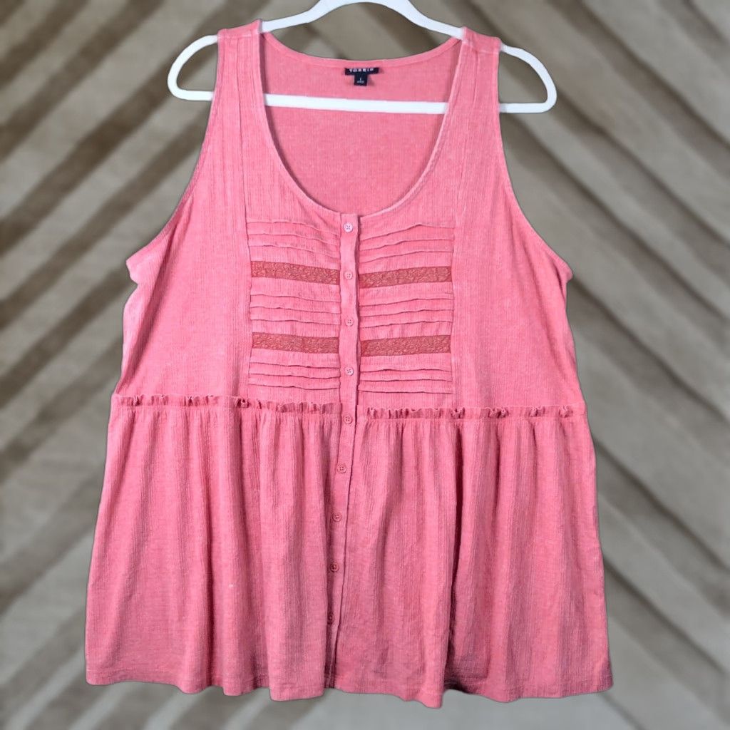 Torrid Torrid Blouse Women Pink Scoop Neck Button Down Sleeveless Stretch 1 Plus Size Casual Workwear 90s? Size XS / US 0-2 / IT 36-38 - 1 Thumbnail