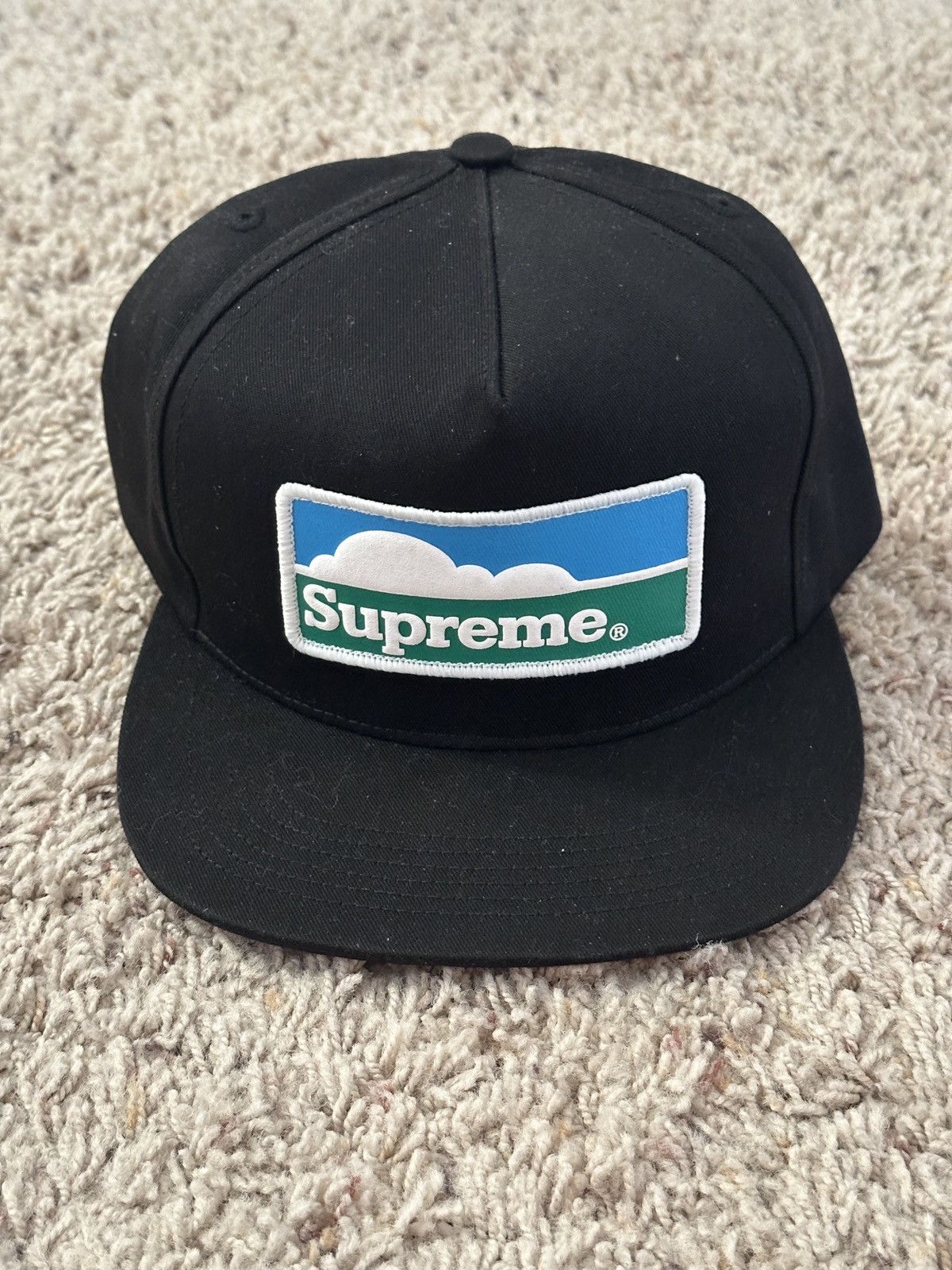 supreme 5 panel cap black