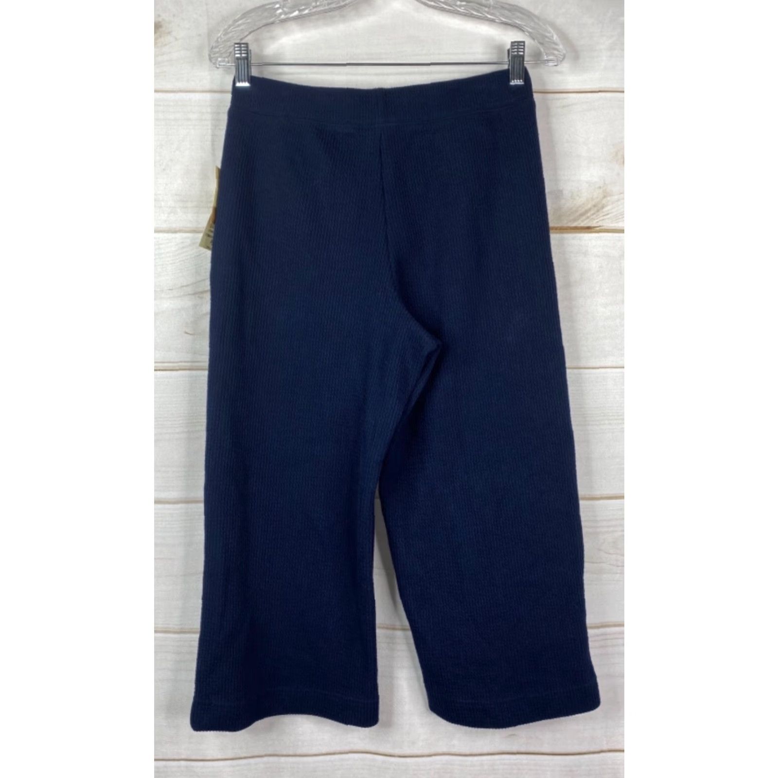 Coldwater Creek Coldwater Creek Pants Womens PS Petite NWT Blue Textured Heavy Cropped Pull On Elastic Waist Size 28" / US 6 / IT 42 - 4 Thumbnail