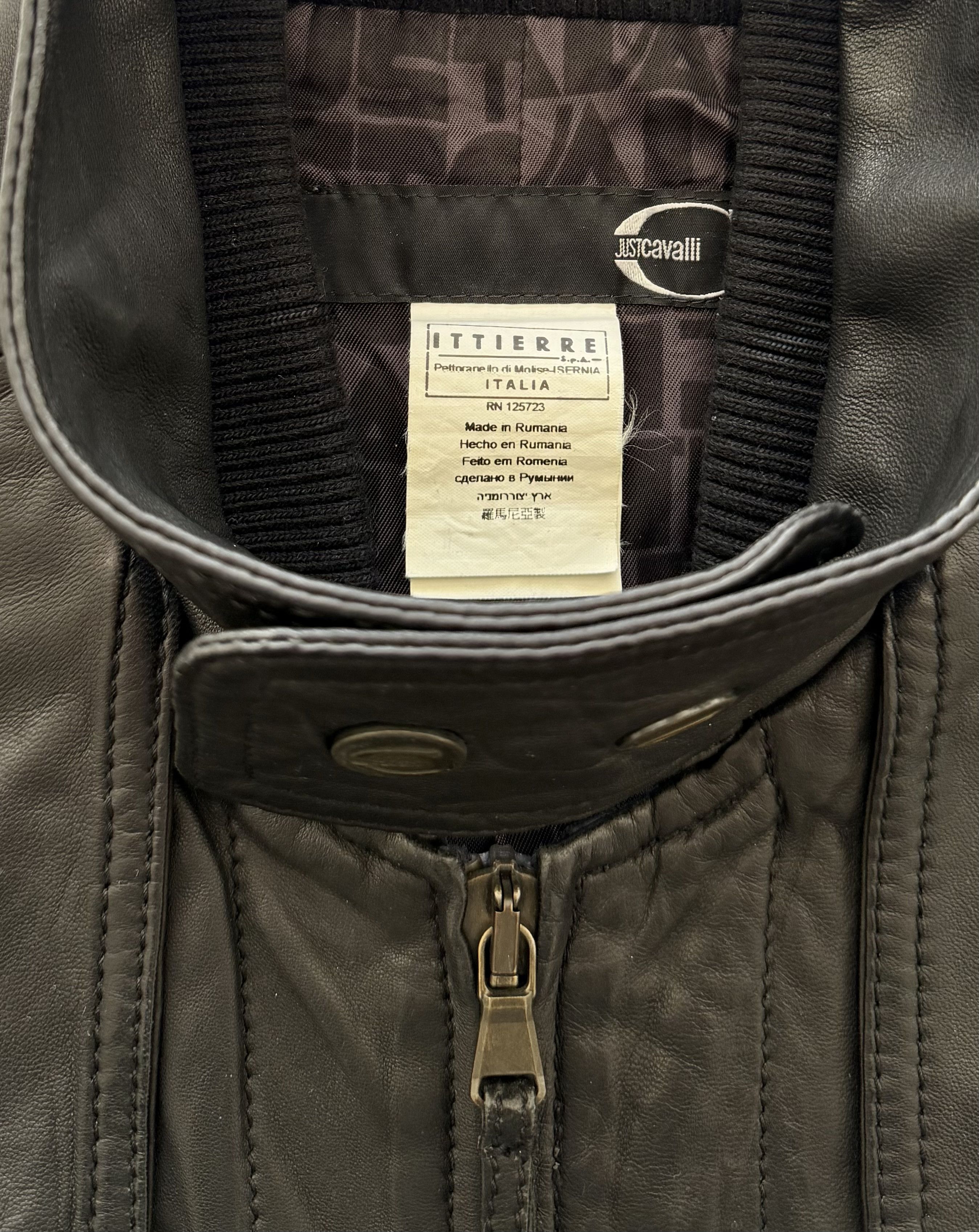 Just Cavalli Just Cavalli Black Genuine Leather Jacket Size M Size US M / EU 48-50 / 2 - 12 Thumbnail