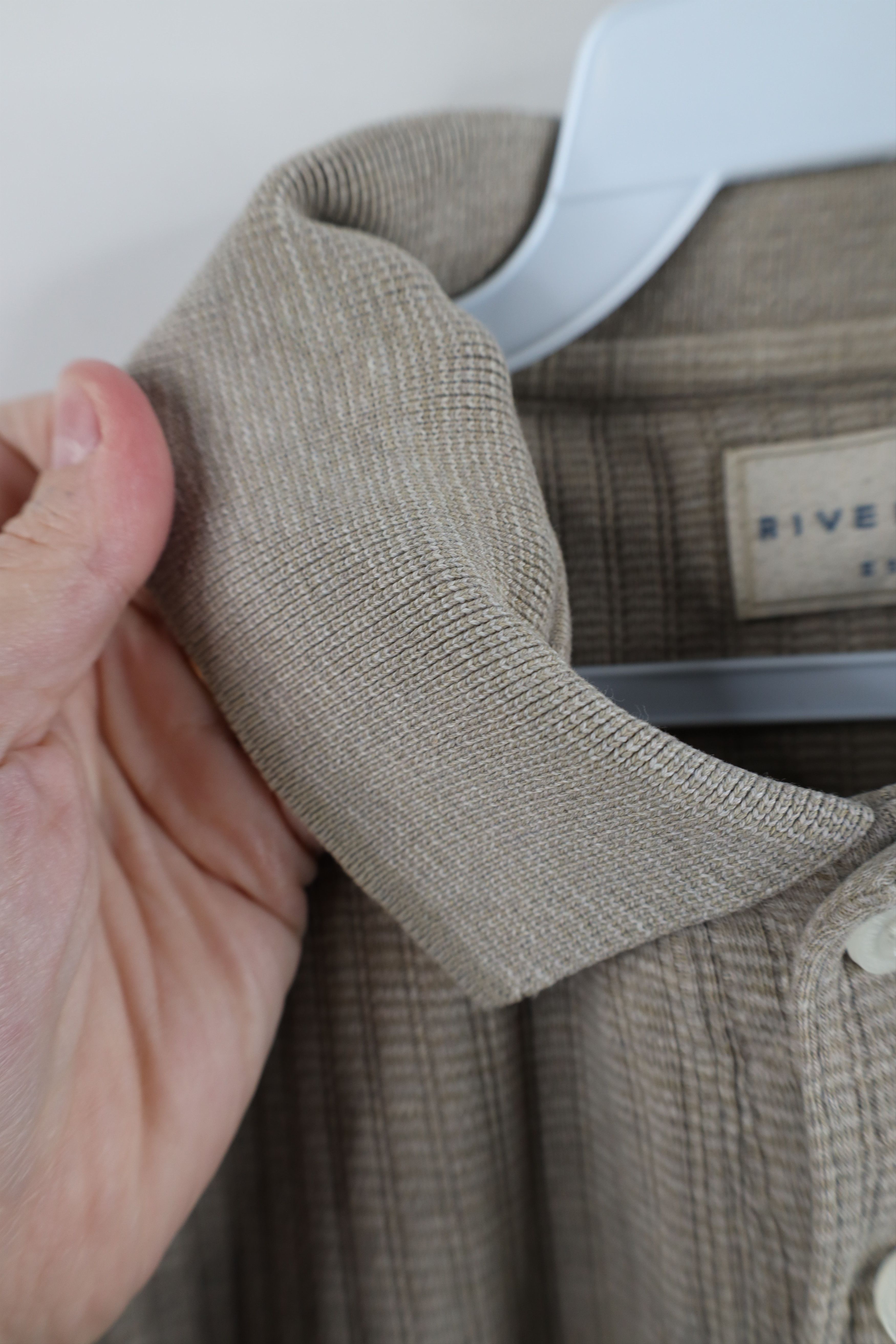 Vintage Vintage 90s Streetwear Textured Collared Polo Shirt Beige Size US M / EU 48-50 / 2 - 6 Thumbnail