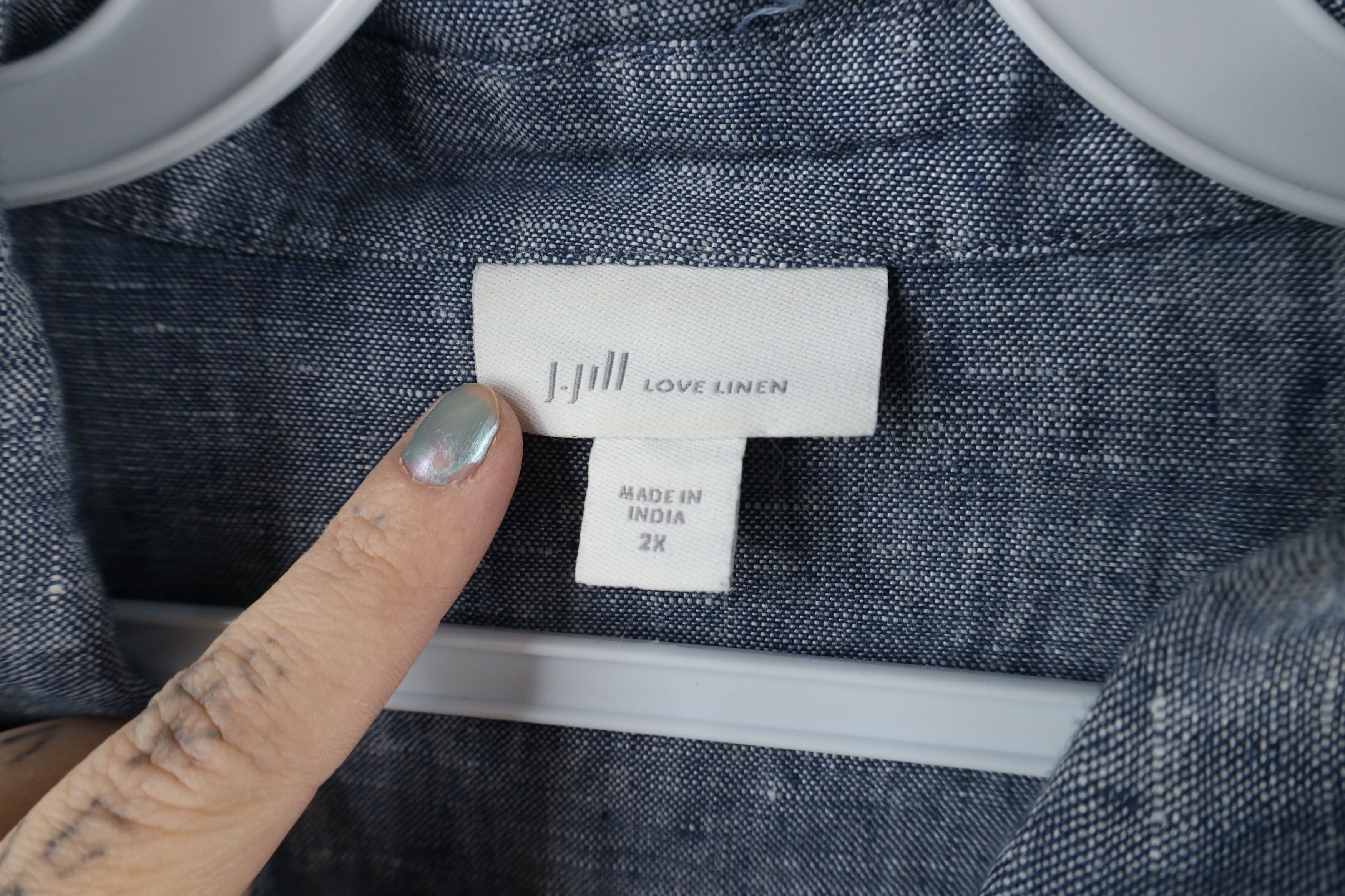 J. Jill × Vintage J Jill Love Linen Tie Linen Collared Button Shirt Blue Size XXL / US 16-18 / IT 52-54 - 7 Thumbnail