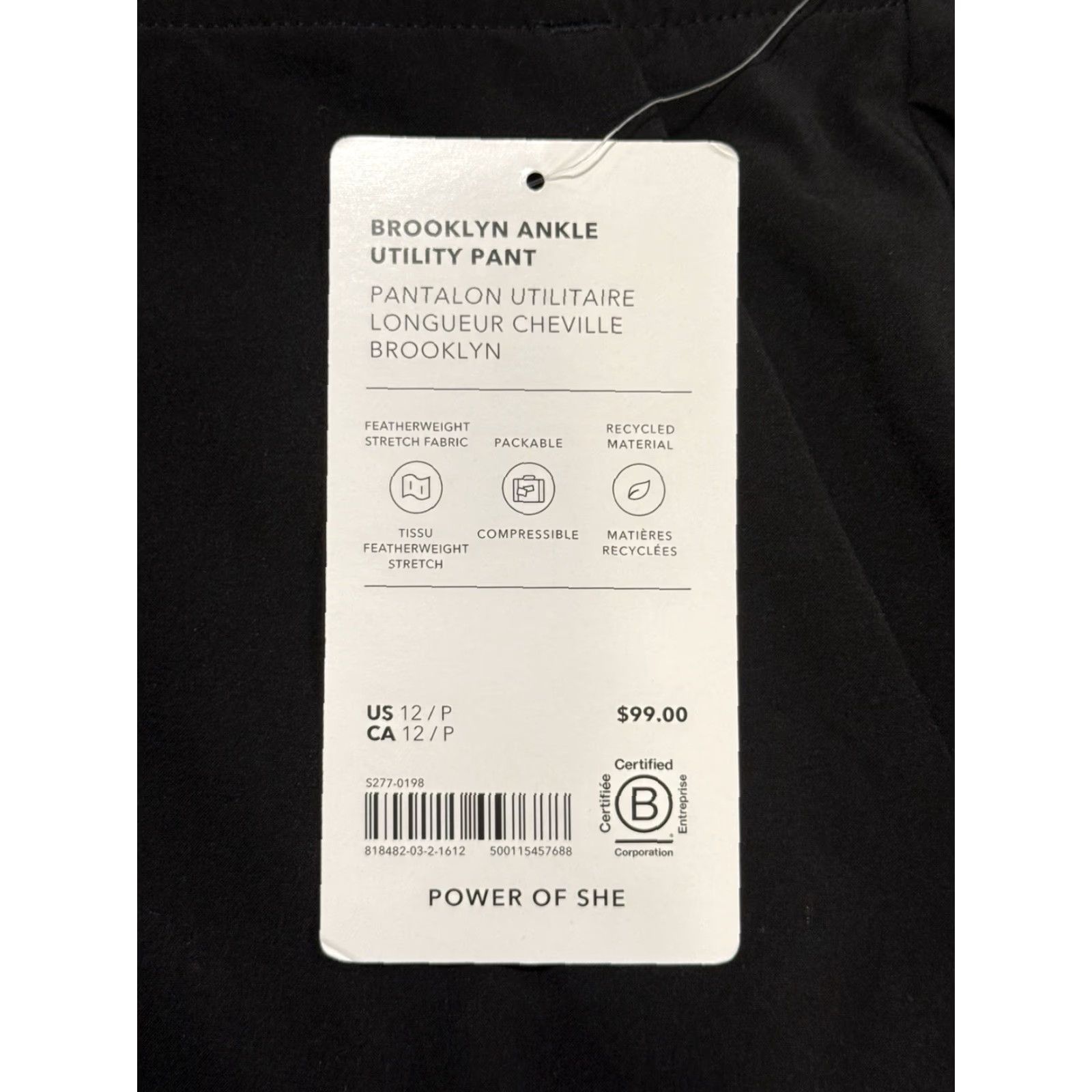Athleta NWT ATHLETA Brooklyn Mid Rise Ankle Utility Pant Black 12P Size 34" / US 12 / IT 48 - 7 Thumbnail