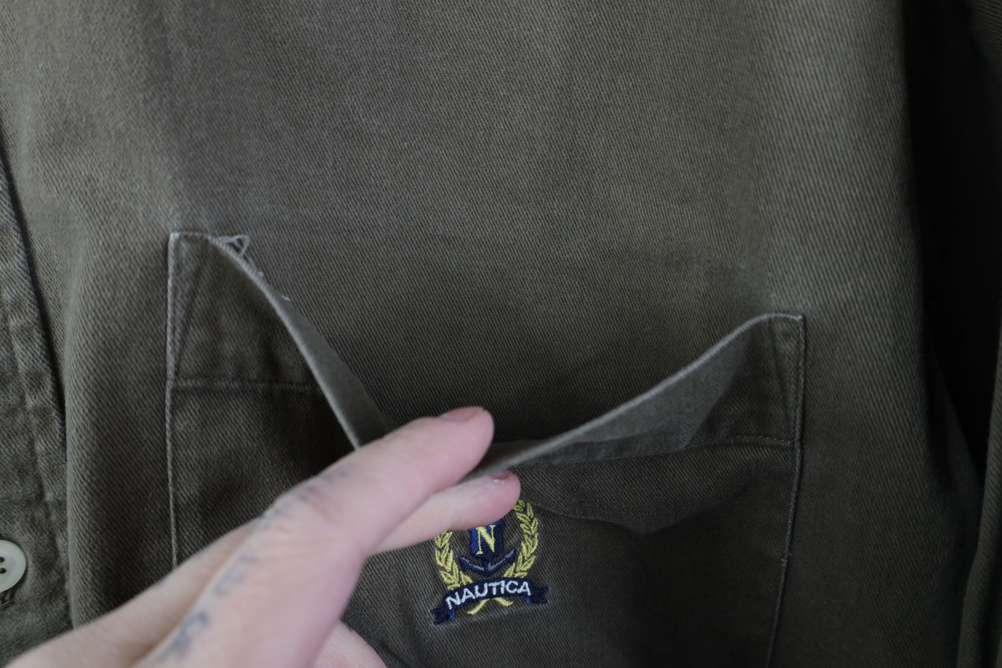 Nautica Vintage 90s Nautica Spell Twill Collared Button Down Shirt Size US L / EU 52-54 / 3 - 5 Thumbnail