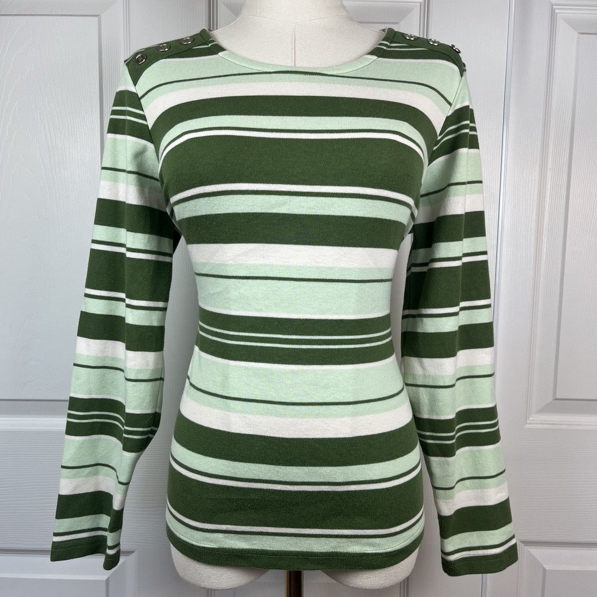 Blair Green stripped Blair long sleeve button shoulder top Size S / US 4 / IT 40 - 1 Thumbnail