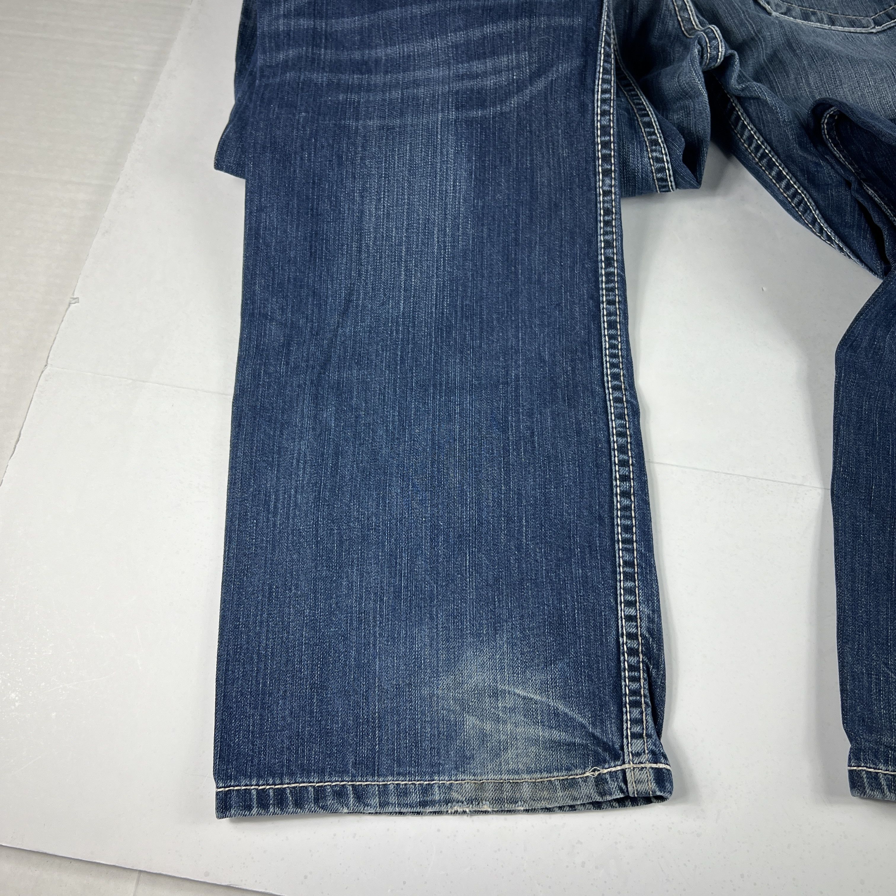 BKE BKE Jeans Long Derek Straight Blue Faded Whisker Denim Size US 37 - 17 Thumbnail