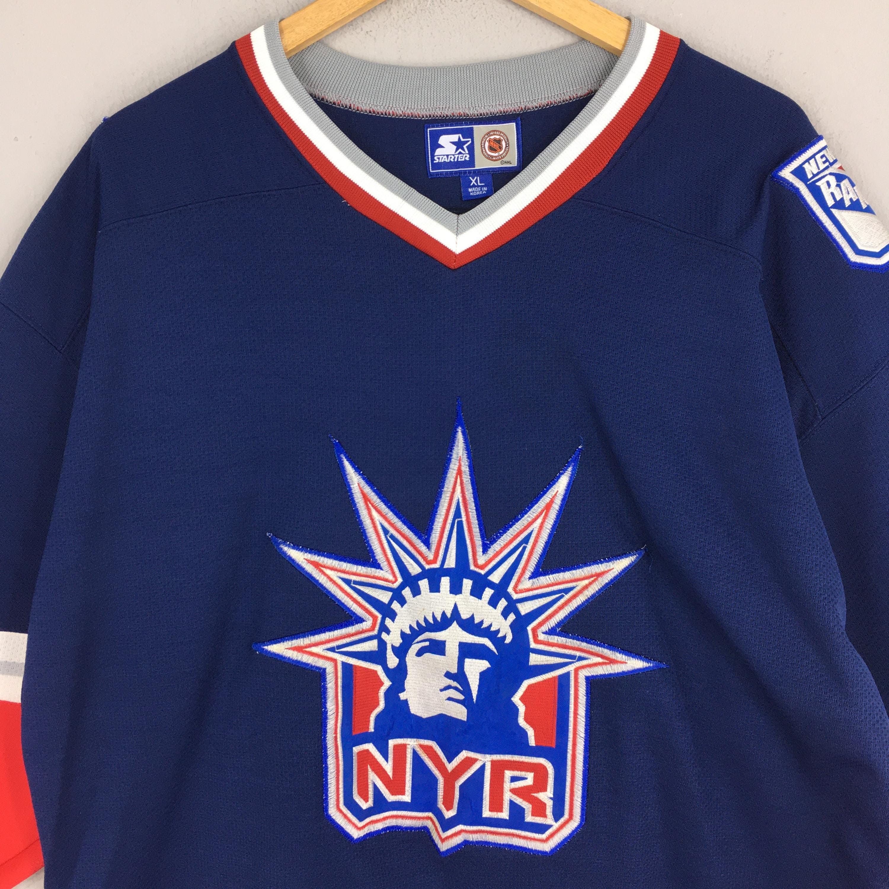 NHL Vintage 90s New York Rangers NHL Blue Jersey XLarge Size US XL / EU 56 / 4 - 2 Thumbnail