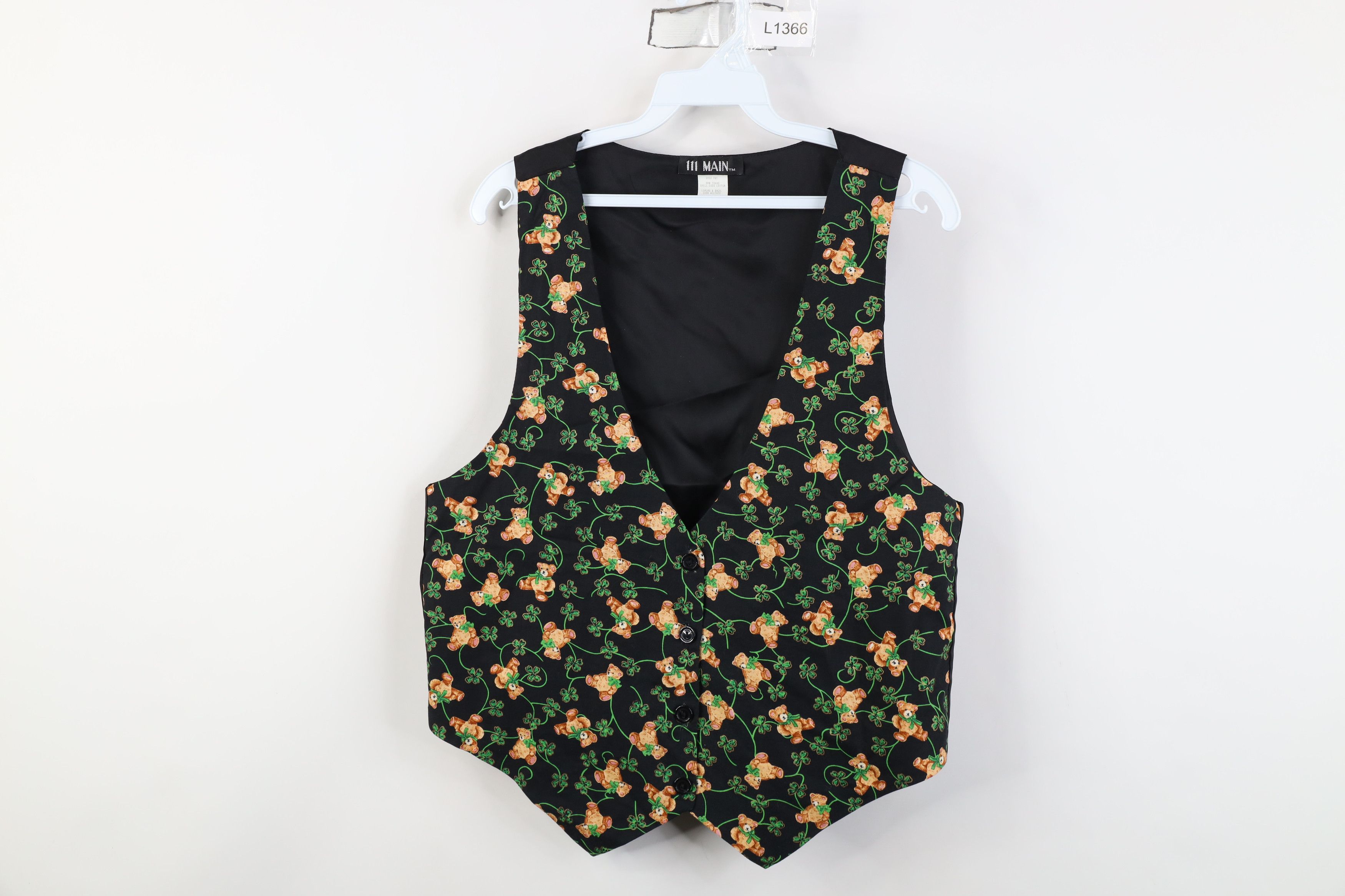 Vintage Vintage 90s St Patricks Day Clover Bear Tie Back Vest Jacket Size L / US 10 / IT 46 - 1 Thumbnail