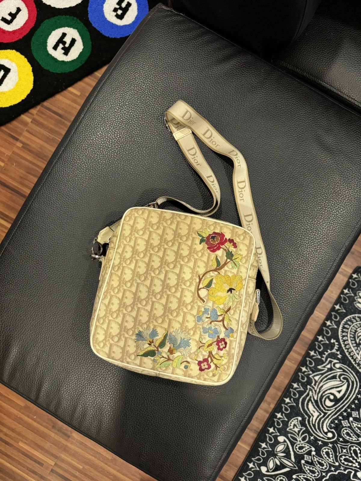 Dior Dior Vintage Beige Flower Trotter Oblique Monogram (2004) Size ONE SIZE - 4 Thumbnail
