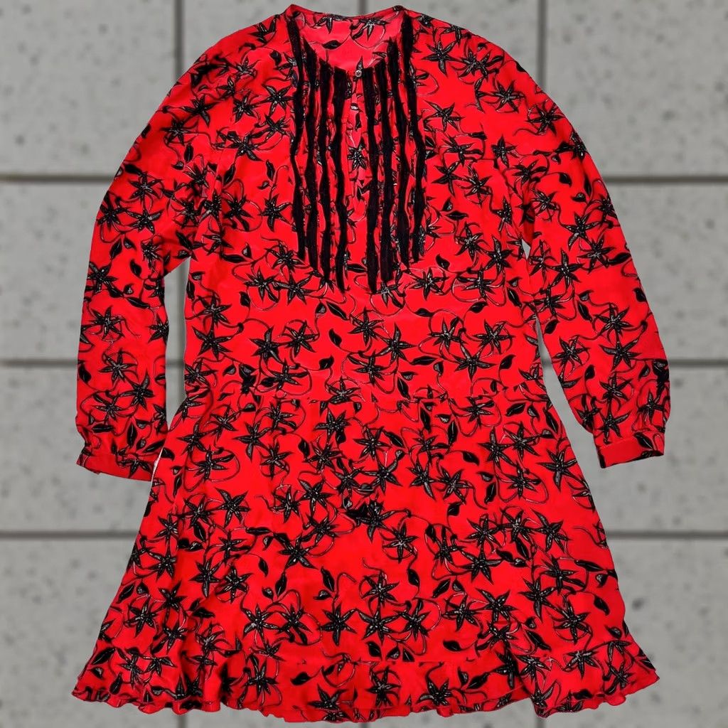 Zadig & Voltaire Zadig & Voltaire Remus Silk Floral Print Red Black Dress M Women Long Sleeve Mini Short Vintage: No Size M / US 6-8 / IT 42-44 - 1 Thumbnail