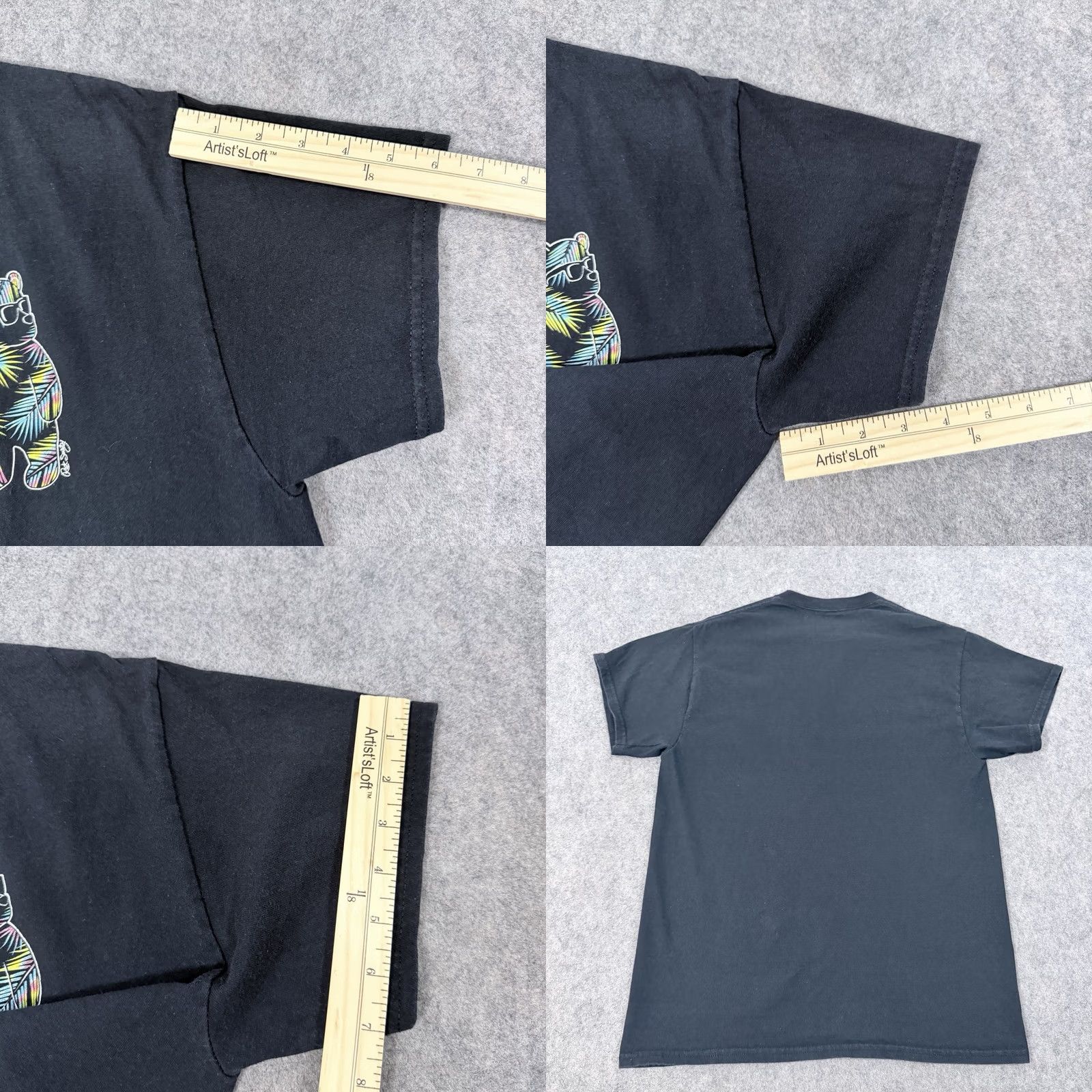 Vintage Riot Society Bear Printed Short Sleeve Crew-Neck T-Shirt Men's M Black Size US M / EU 48-50 / 2 - 9 Thumbnail