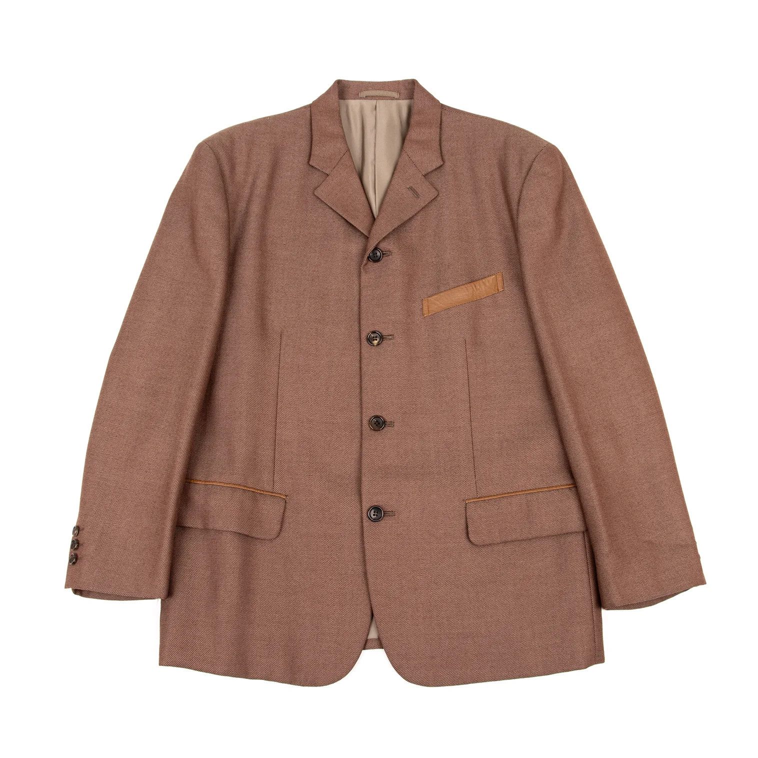 Comme des Garcons Homme Plus Leather Pocket Wool Jacket in Brown Size S Size US S / EU 44-46 / 1 - 1 Preview