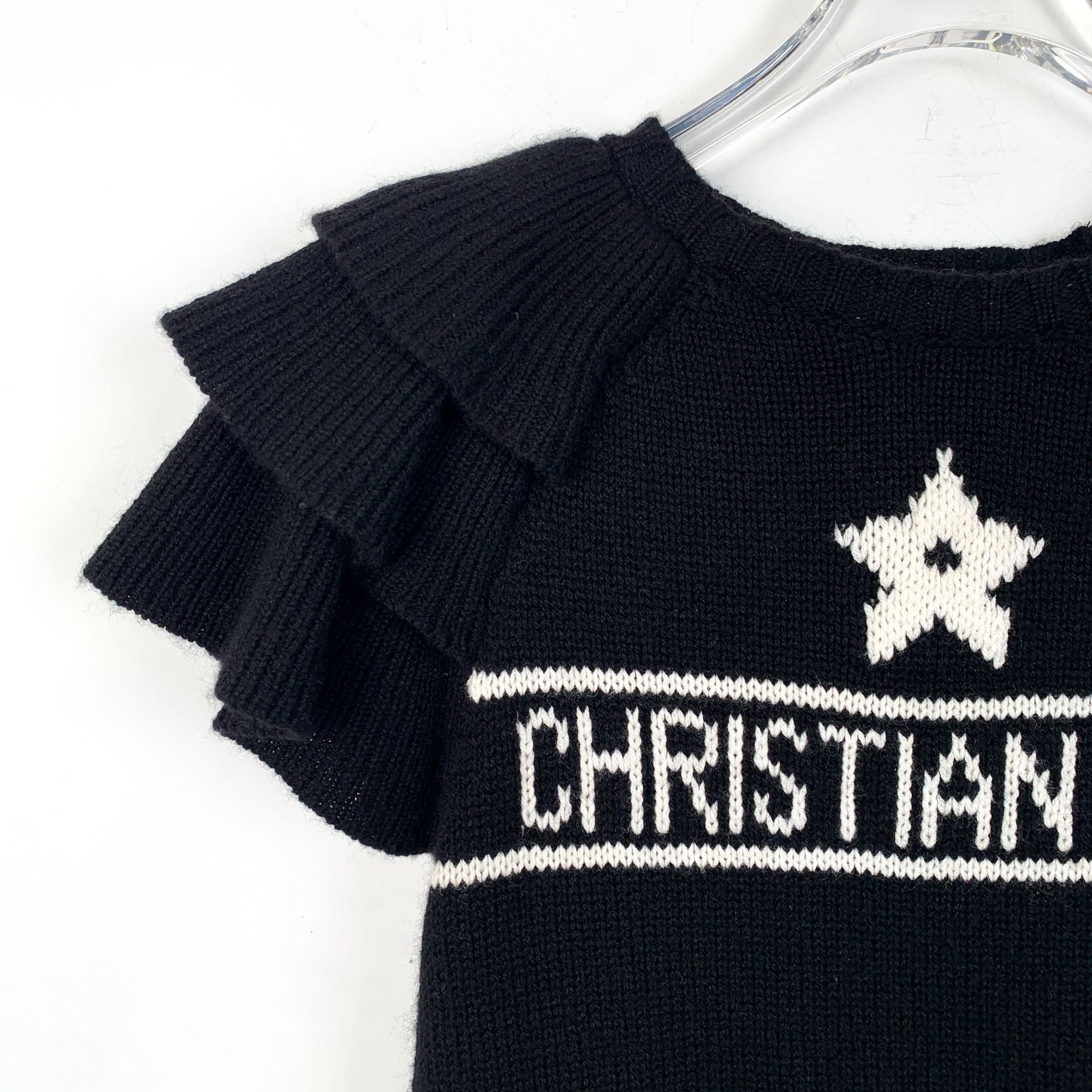 Dior Christian Dior Black Cashmere Ruffled Short Sleeve Sweater W Size XXS / US 00 / IT 34 - 3 Thumbnail