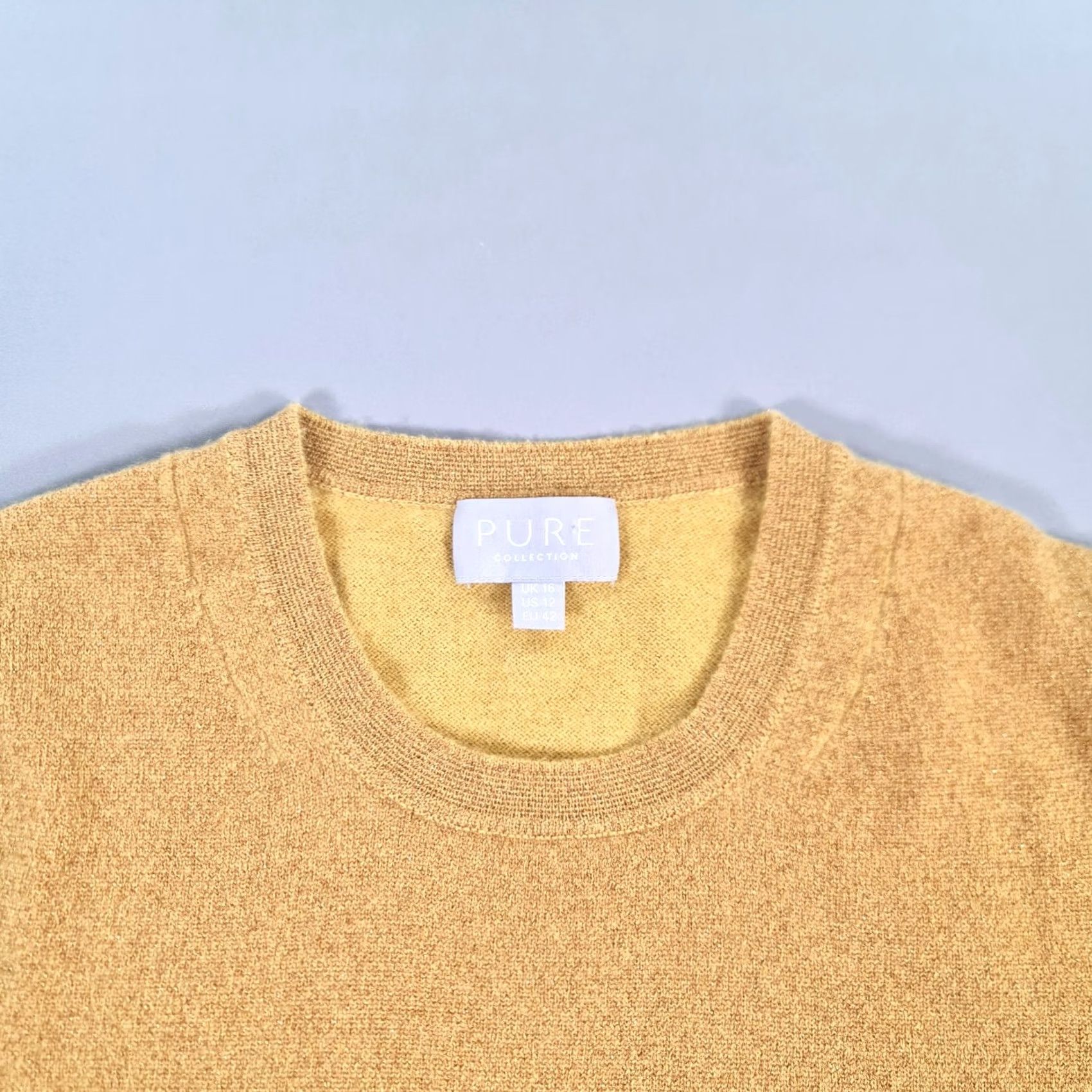 Vintage VINTAGE? No — Pure Collection Jumper Pullover Yellow 16 UK Cashmere Knit Crew Neck Womens Size XXL / US 16-18 / IT 52-54 - 2 Thumbnail