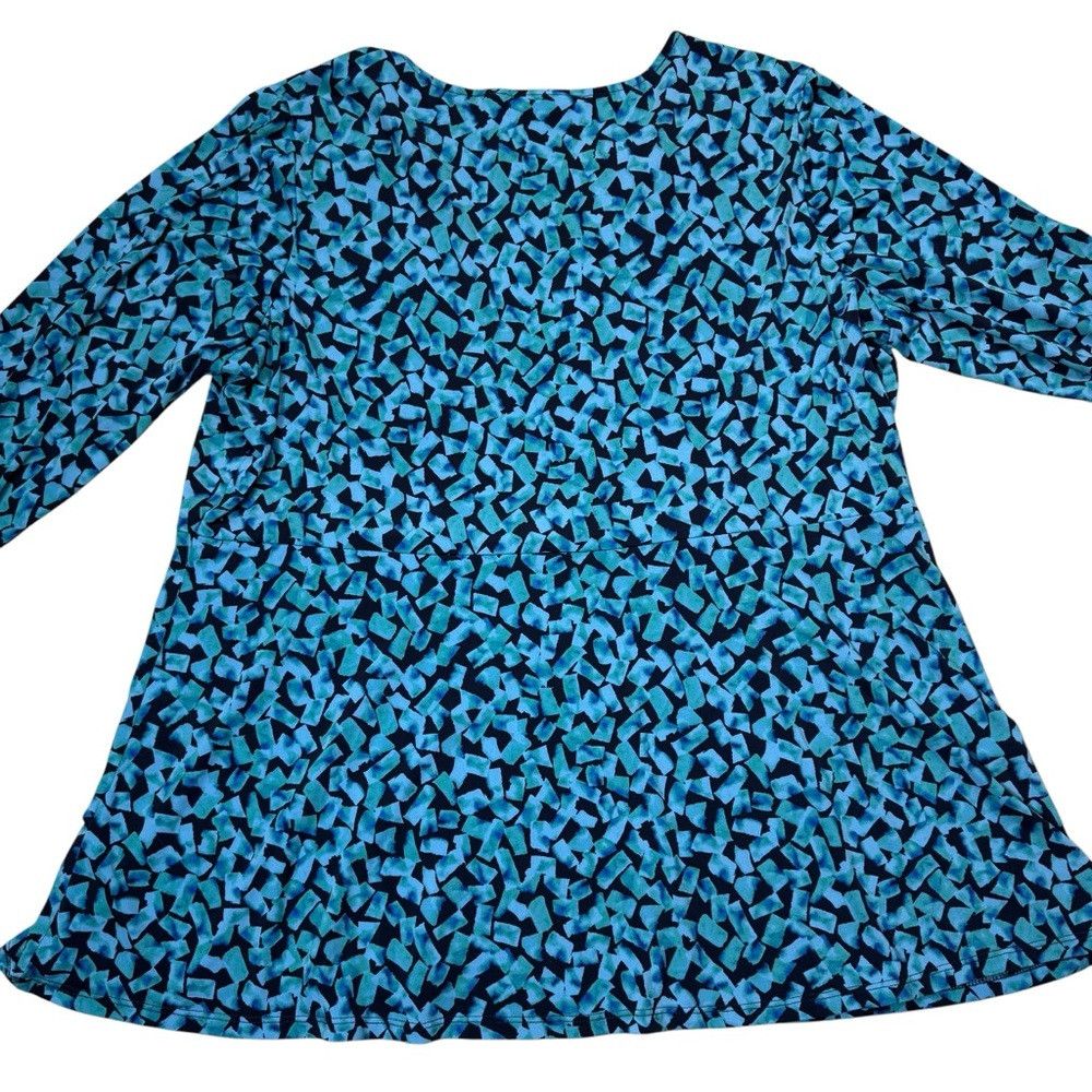 Other Susan Graver Printed Liquid Knit Peplum V-Neck Long Sleeve Size XL / US 12-14 / IT 48-50 - 4 Thumbnail