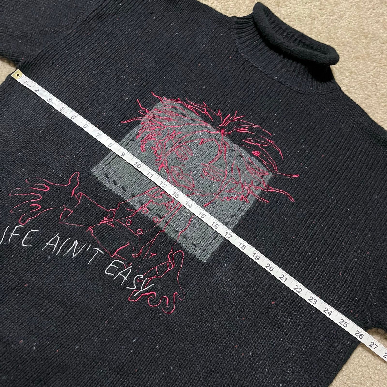 Other Y2K Godbody Life Ain’t Easy Knit Sweater Graphic Turtleneck Size US L / EU 52-54 / 3 - 6 Thumbnail
