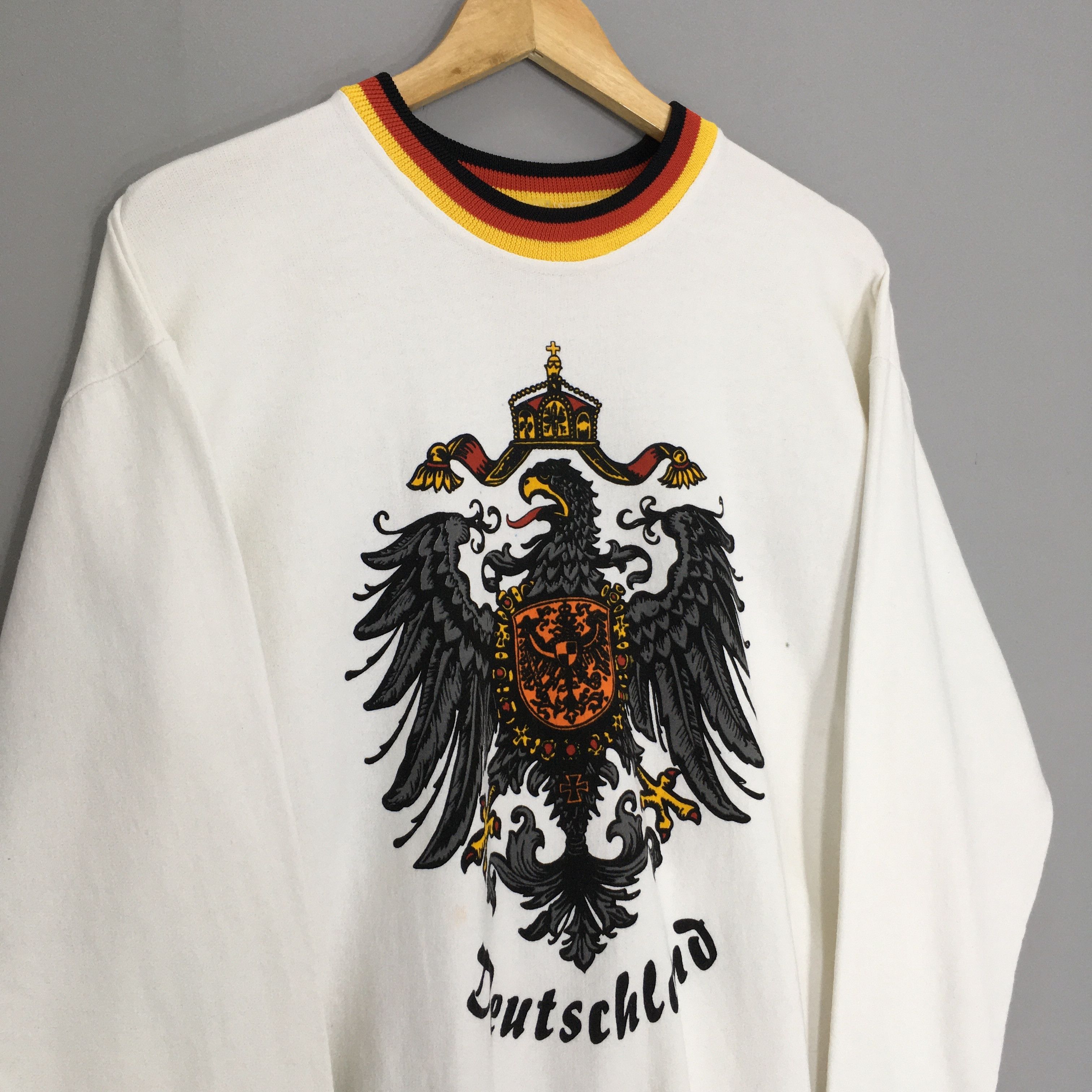 Vintage Vintage 90s Deutschland Germany White Sweatshirt Large Size US L / EU 52-54 / 3 - 3 Thumbnail