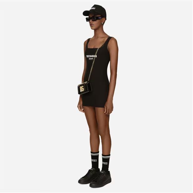Dolce & Gabbana o1g2r1mq1024 Vib3 Stretch Jersey Mini Dress in Black Size M / US 6-8 / IT 42-44 - 3 Thumbnail