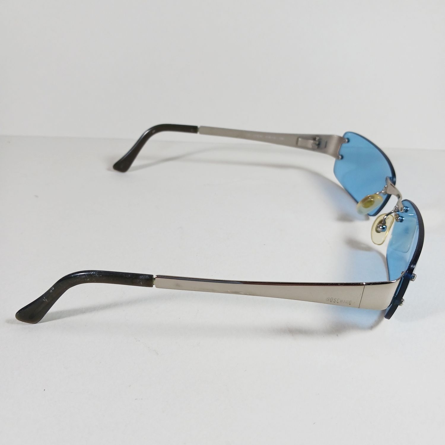 Moschino Moschino M3111-S Silver Metal Rimless Sunglasses Blue Lenses Size ONE SIZE - 8 Thumbnail
