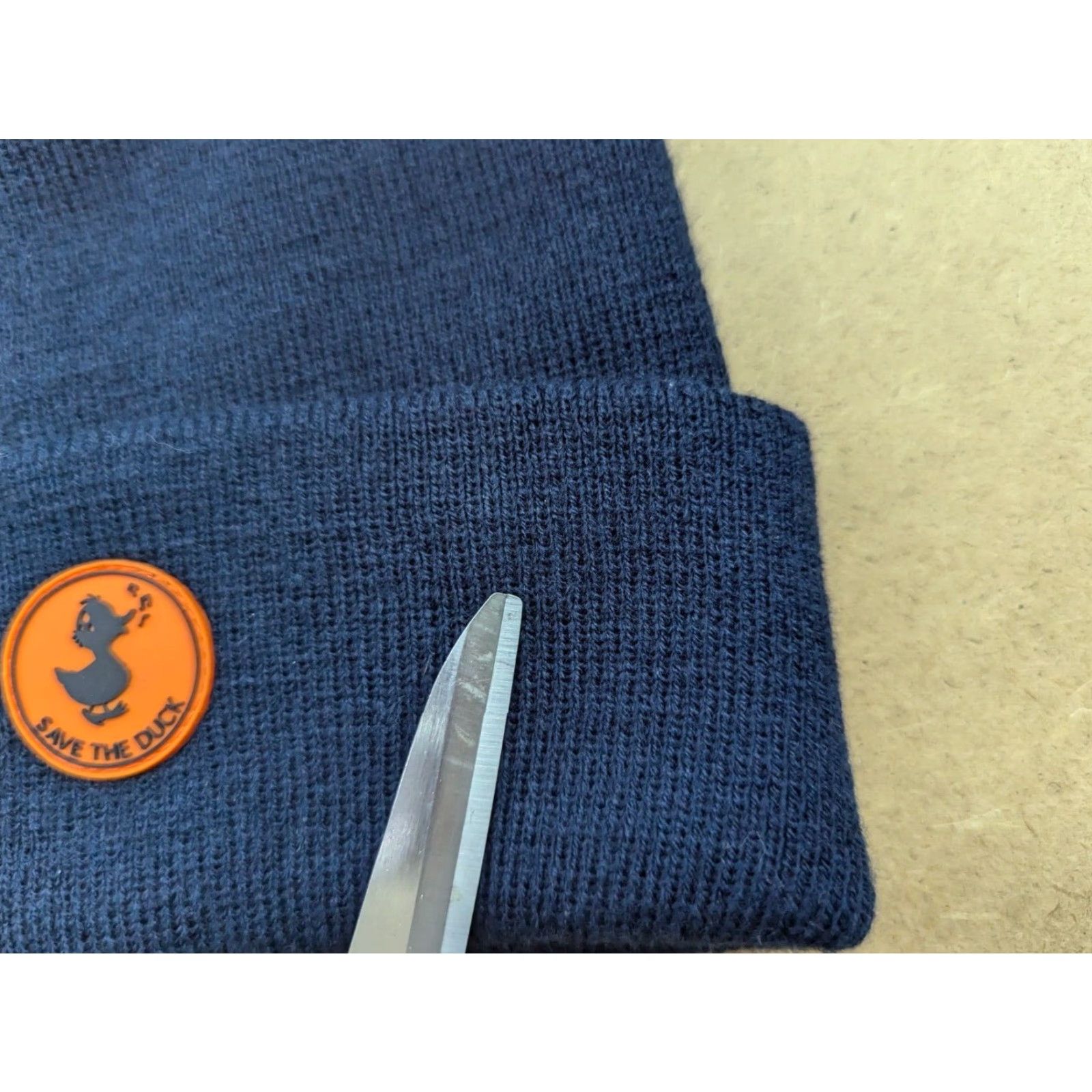 Save The Duck Save the Duck Beanie Hat One Size Cuffed Stretch Marine Blue Unisex Adults Knit Acrylic Beanie Size ONE SIZE - 2 Thumbnail