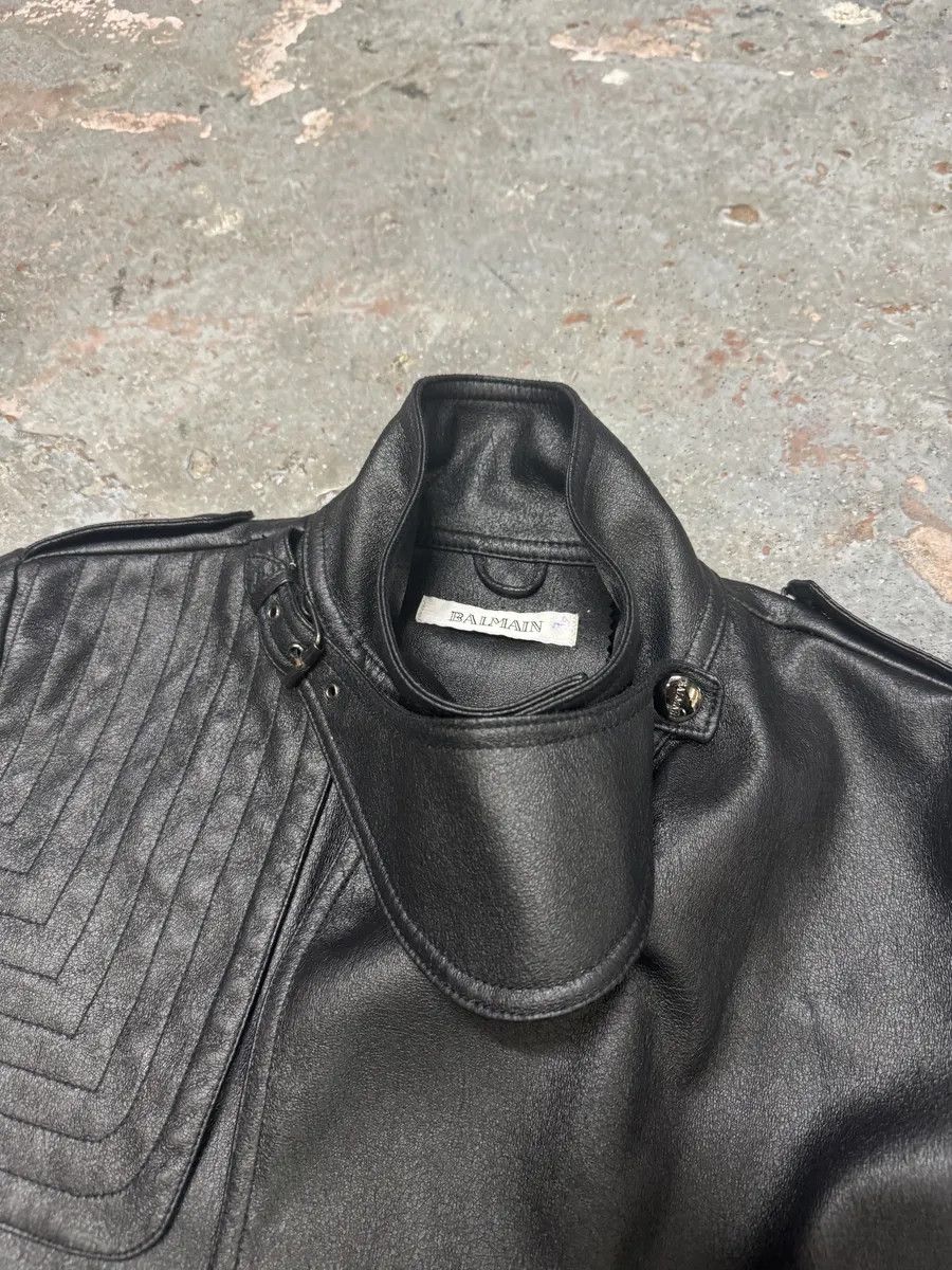Balmain × Designer × Vintage 2000s Balmain Avant-Garde Black Vegan Leather Trench Coat Size US M / EU 48-50 / 2 - 9 Thumbnail