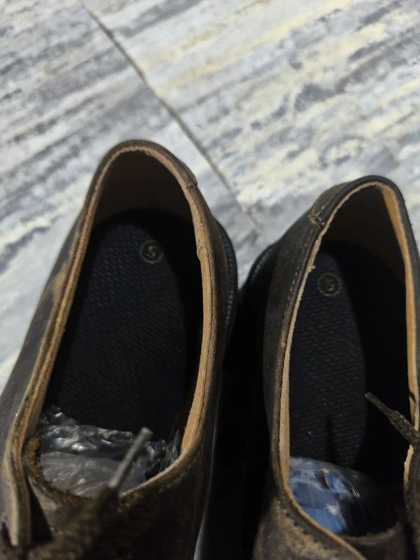 Genuine Leather Vtg Dark Brown Chunky Leather Metal Front Shoes Workwear Size US 8 / IT 38 - 5 Thumbnail