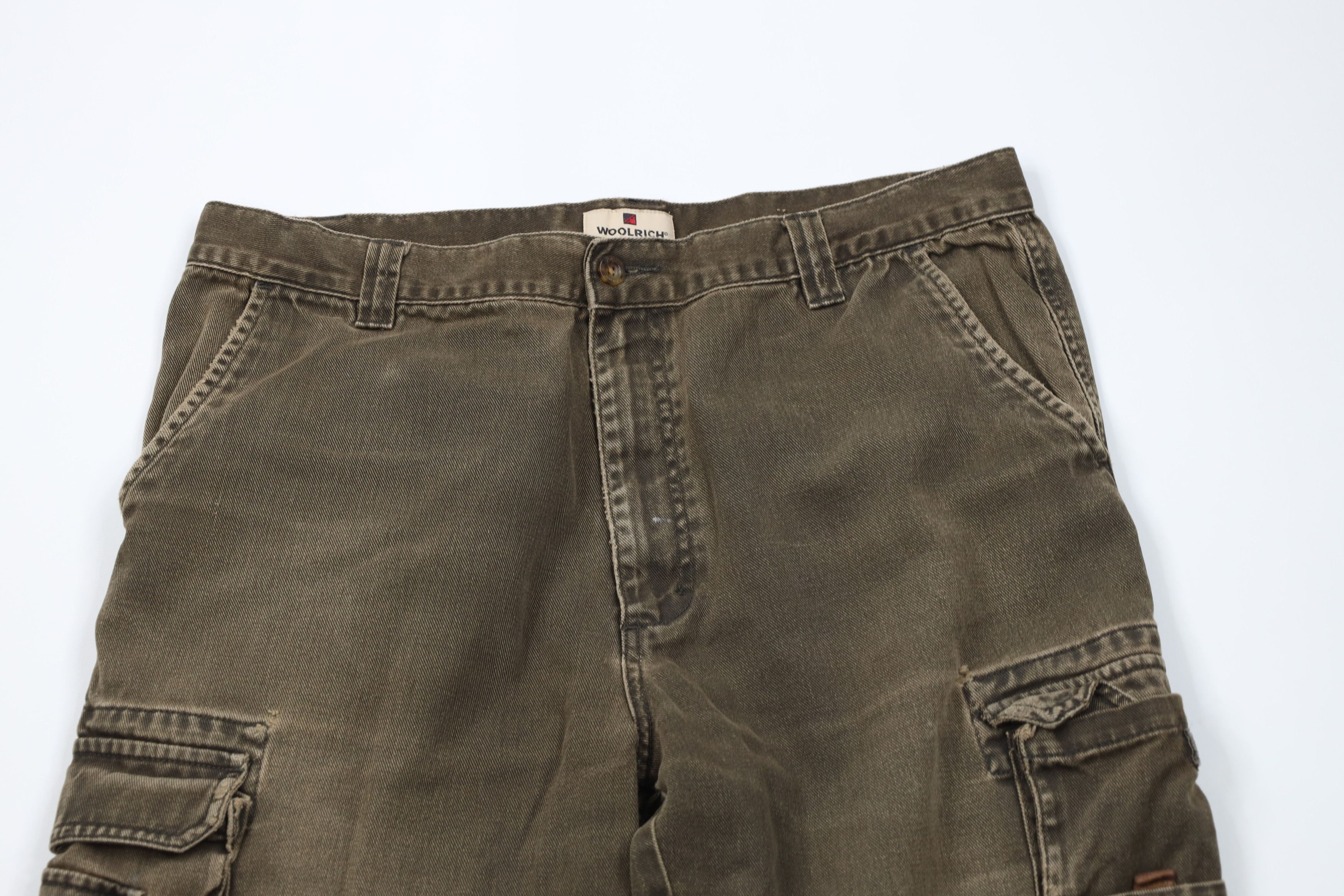 Vintage Vintage 90s Woolrich Wide Leg Denim Cargo Jeans Breen Cotton Size US 34 / EU 50 - 2 Thumbnail