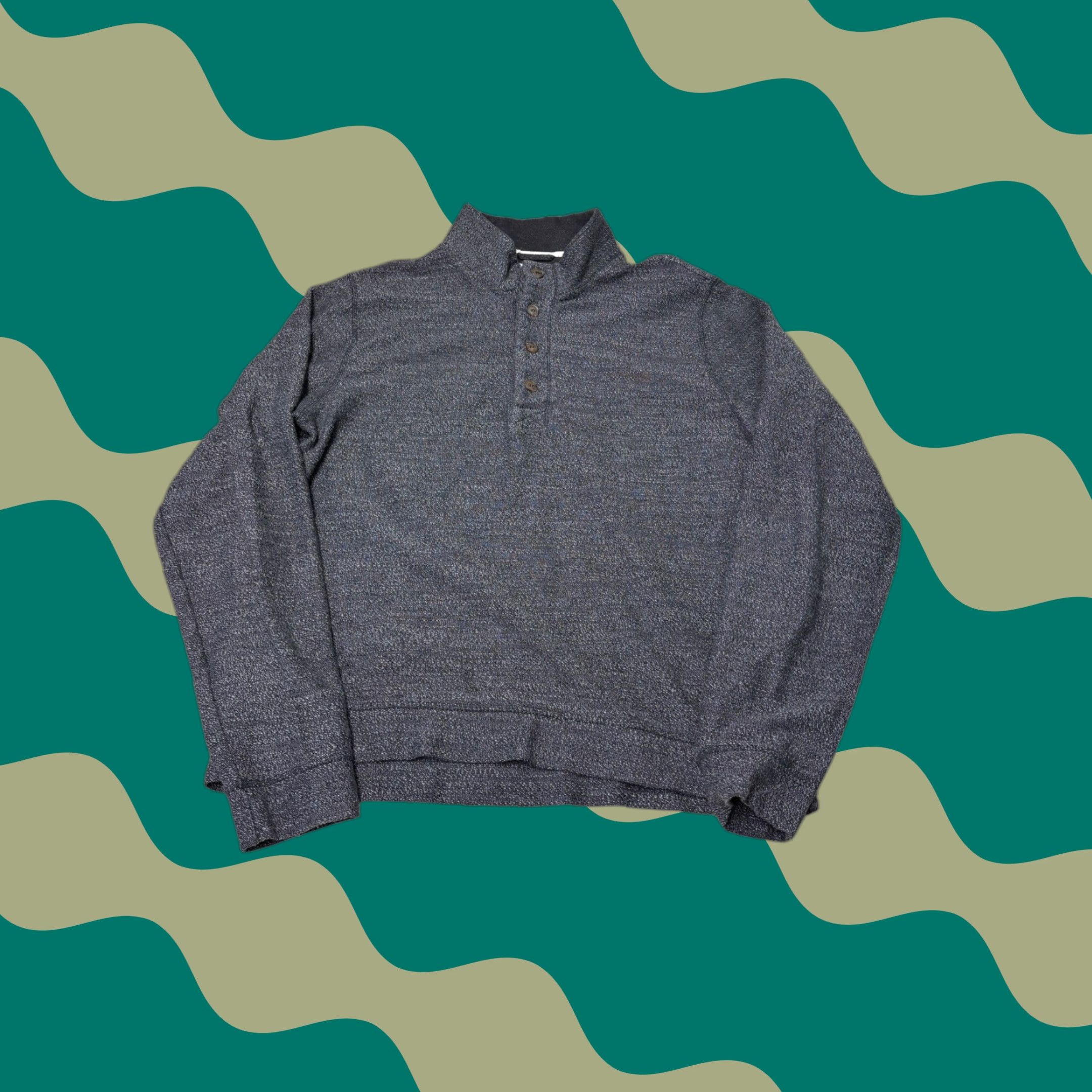 Marine Layer Marine Layer Mens XL Charcoal Gray Marl Quarter Button Pullover Mock Neck Sweater Knit Henley Casual Travel Size US XL / EU 56 / 4 - 1 Thumbnail