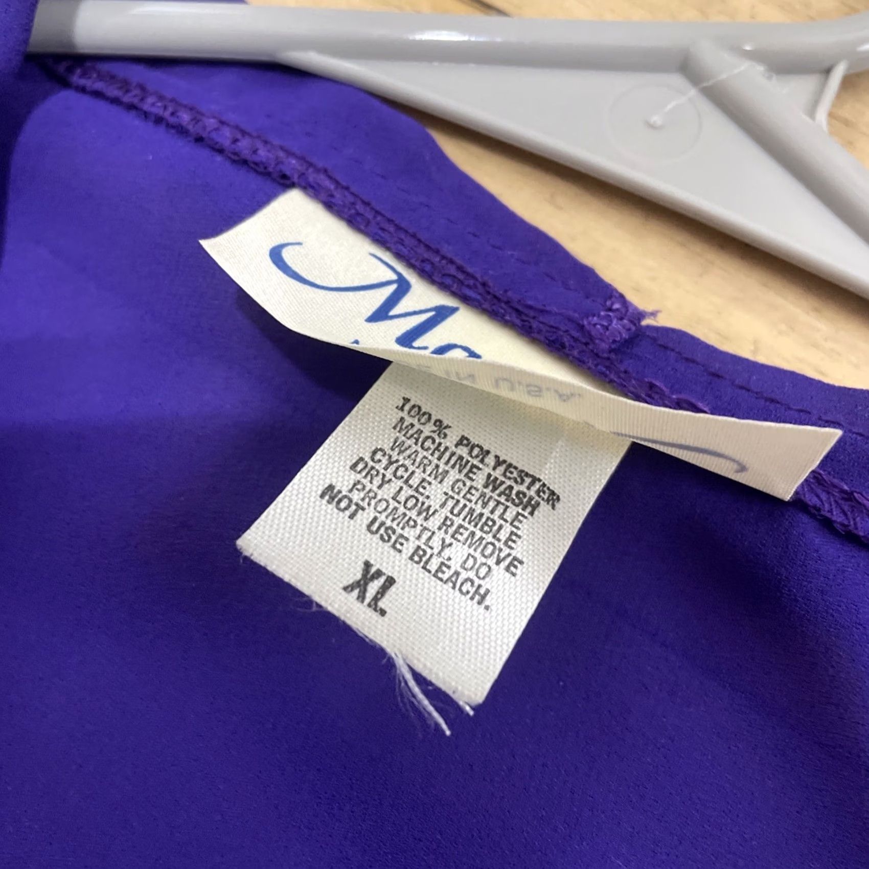 Vintage VINTAGE Manon Made USA Blouse Chiffon Top Women XL Purple Royal Purple Sheer Lace Button Up 1970s USA 70s Womens Size XL / US 12-14 / IT 48-50 - 7 Thumbnail
