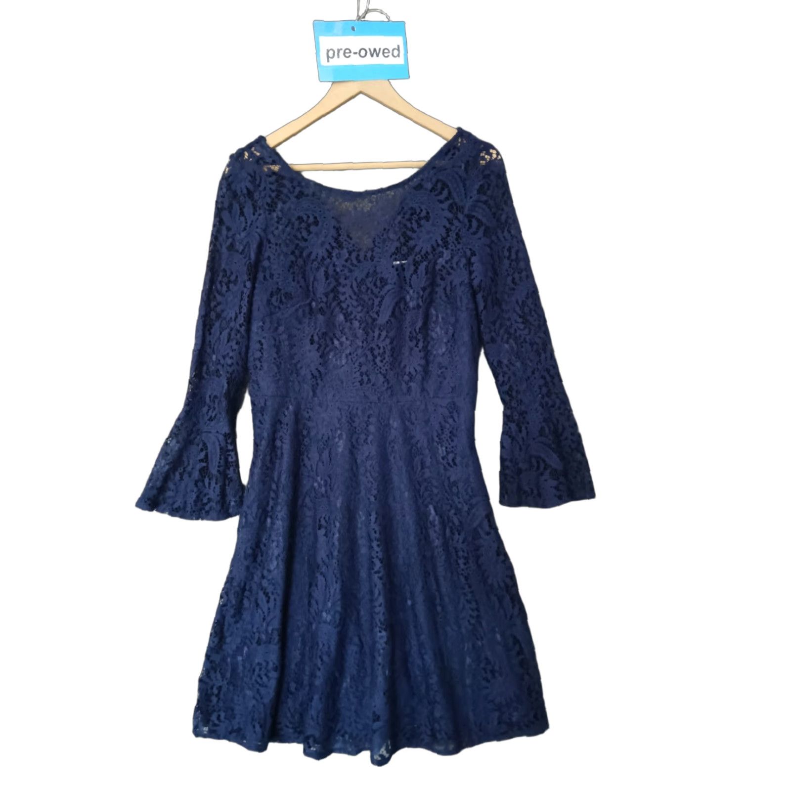 Vintage VINTAGE Studio One Women's Blue Floral Lace Dress Knee Length 10 Blue Floral Lace Dress Size L / US 10 / IT 46 - 1 Thumbnail