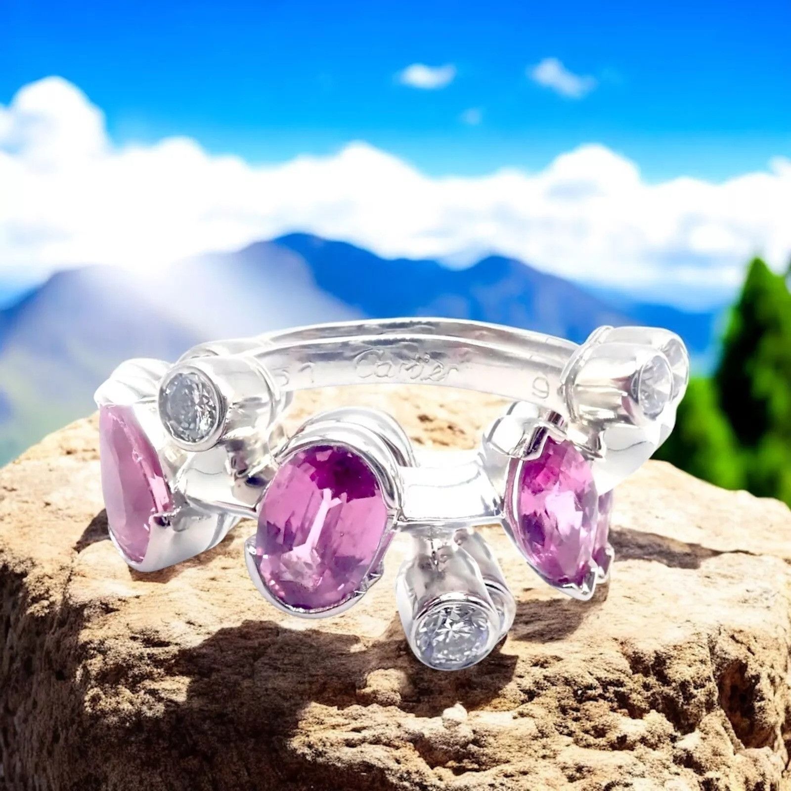 Cartier Cartier Meli Melo Platinum Diamond Pink Sapphire Band Ring Size ONE SIZE - 2 Thumbnail