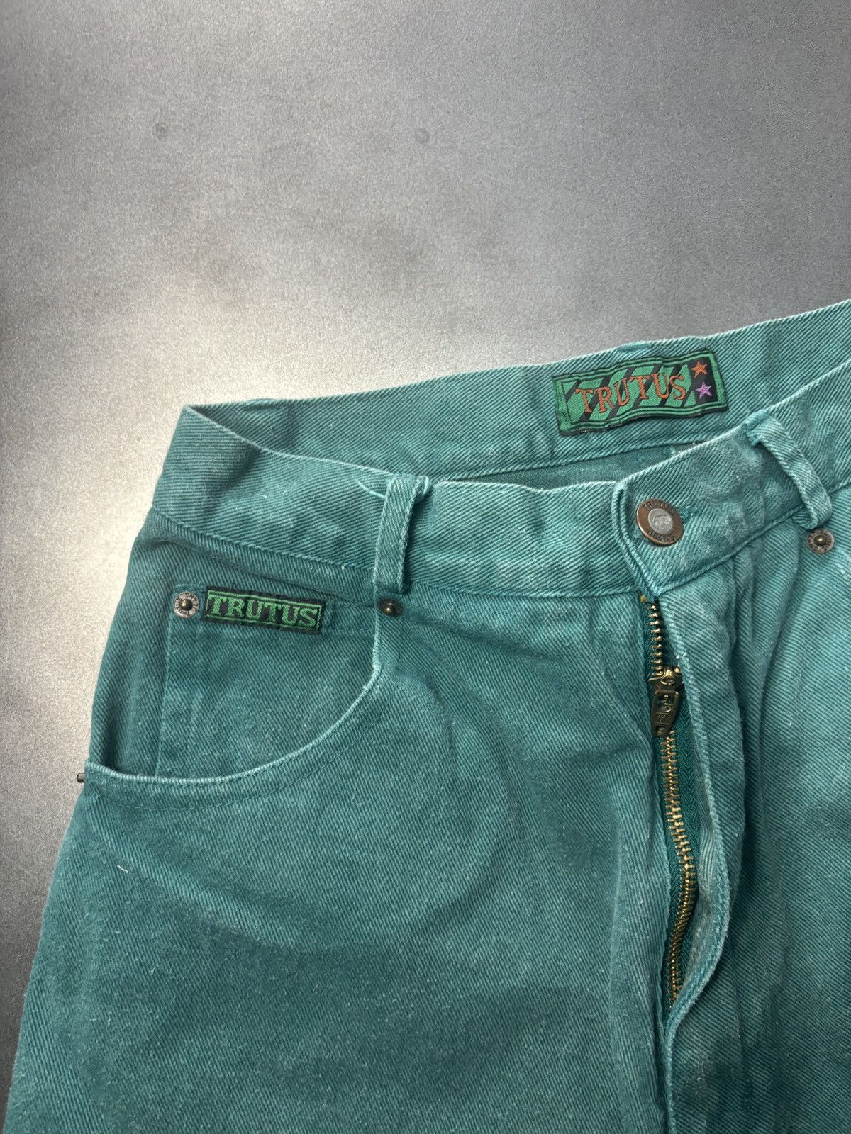 Vintage Vintage Jeans Shorts 90s Green Denim Faded Vintage Jorts Size US 27 - 4 Thumbnail