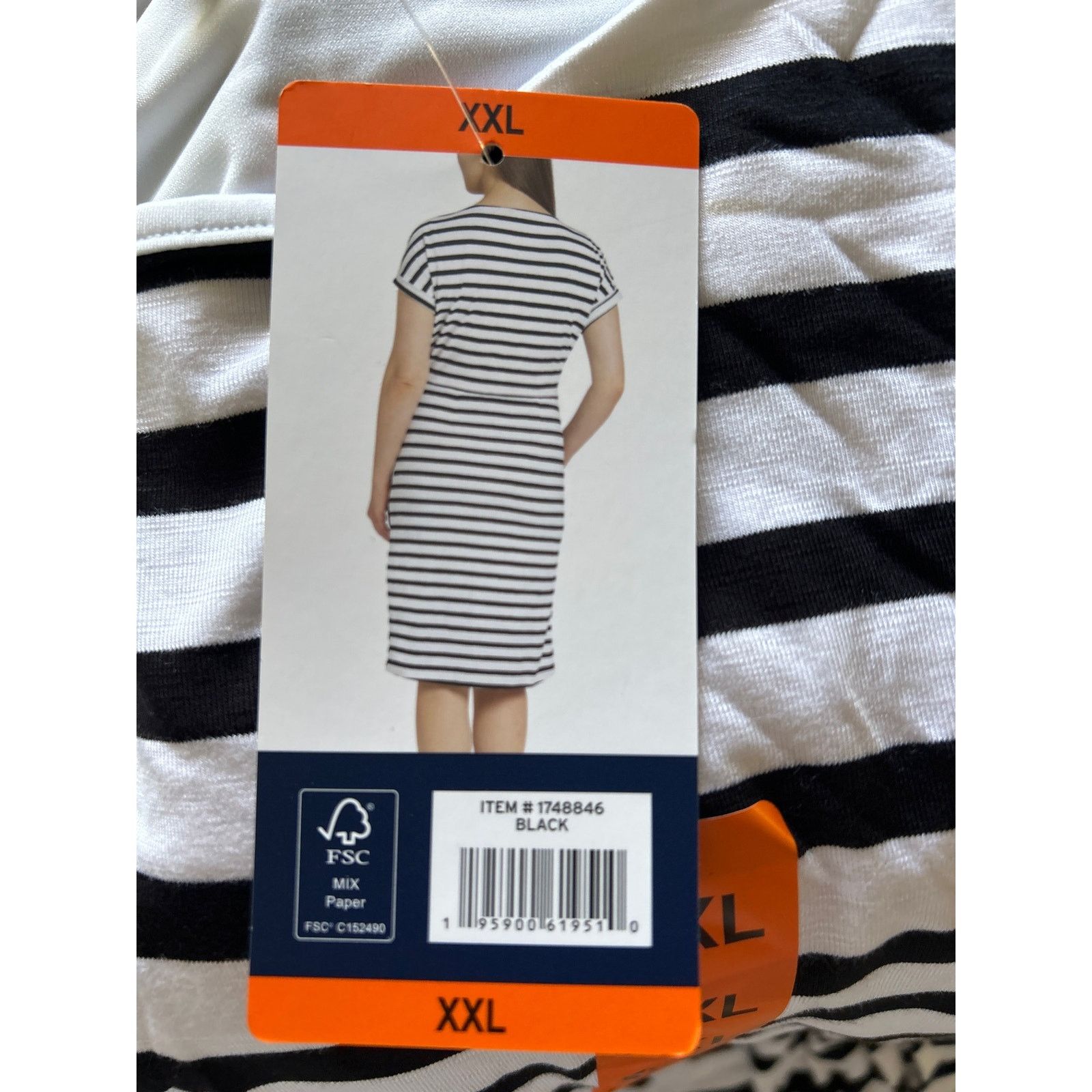 Chaps Chaps Women's Crewneck Black and White Stripe Knit Dress XXL Size XXL / US 16-18 / IT 52-54 - 4 Thumbnail