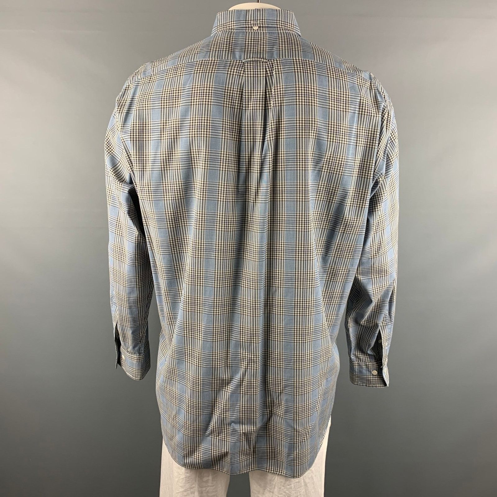 Faconnable FACONNABLE Blue Grey Glenplaid One pocket Long Sleeve Shirt Size US XXL / EU 58 / 5 - 4 Thumbnail