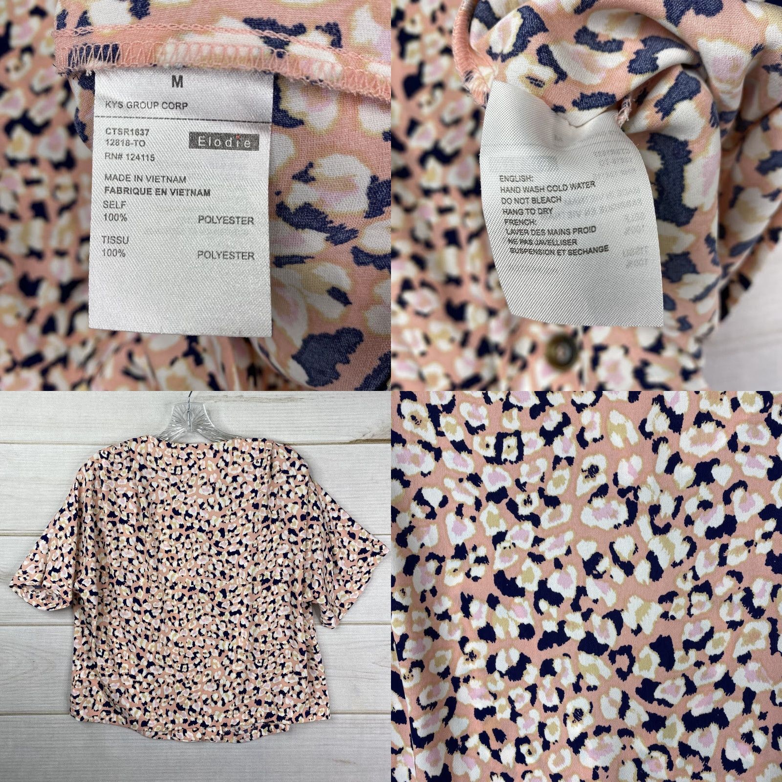 Vintage Elodie Pink Printed Button-Up Shirt Womens M Oversized Short Sleeve Puff Sleeve Casual 90s Theme Summer Size M / US 6-8 / IT 42-44 - 8 Thumbnail