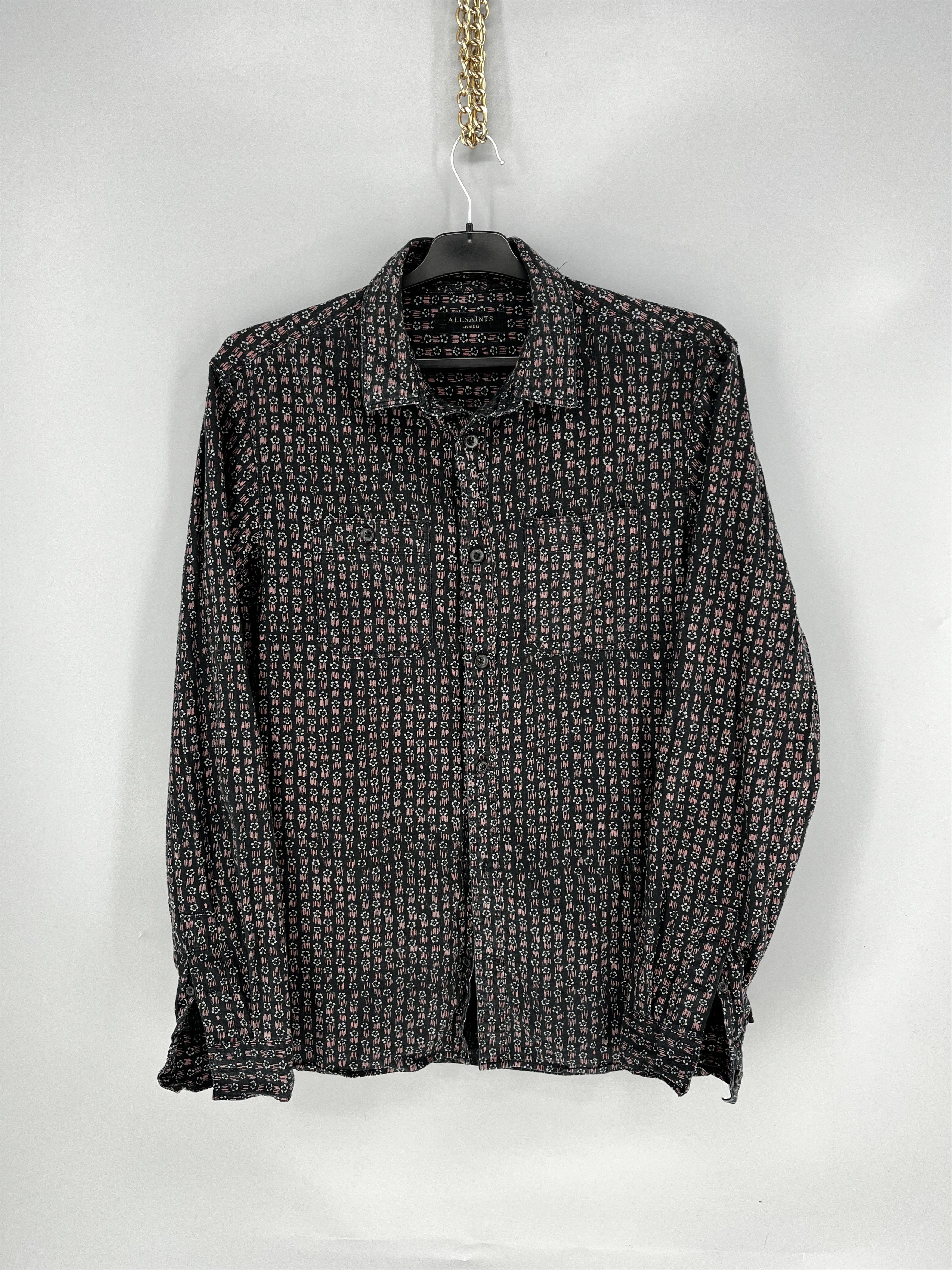 Allsaints AllSaints Gray Button Up Floral Geometric All Over Print Size US M / EU 48-50 / 2 - 1 Thumbnail