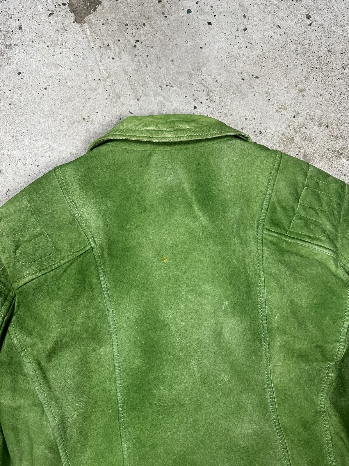 Genuine Leather × Vintage Vintage Y2K Green Leather Moto Biker Style Jacket Size US S / EU 44-46 / 1 - 14 Thumbnail