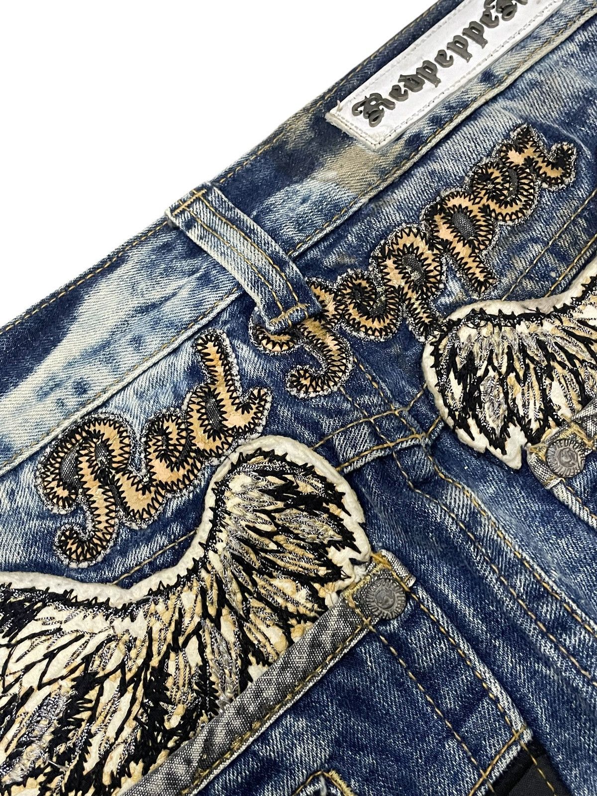 If Six Was Nine × LOWBOX × Le Grande Bleu (L.G.B.) Red Papper Japan Feather Wings Embellish Shatter Glass Jeans Size US 30 / EU 46 - 22 Thumbnail