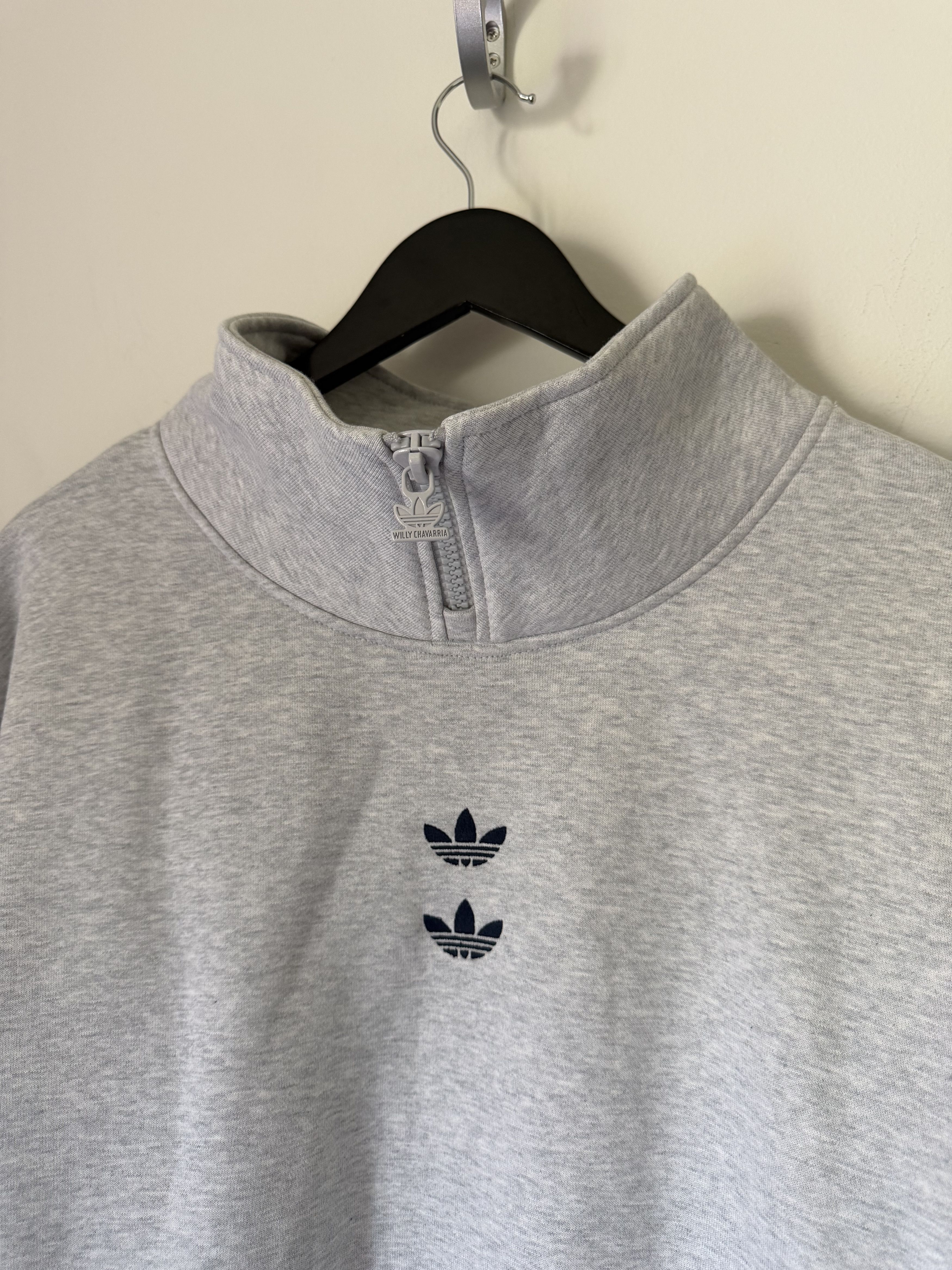 Adidas × Willy Chavarria Willy Chavarria Adidas Watsonville Mock Neck Sweatshirt Gray Size US XL / EU 56 / 4 - 2 Thumbnail