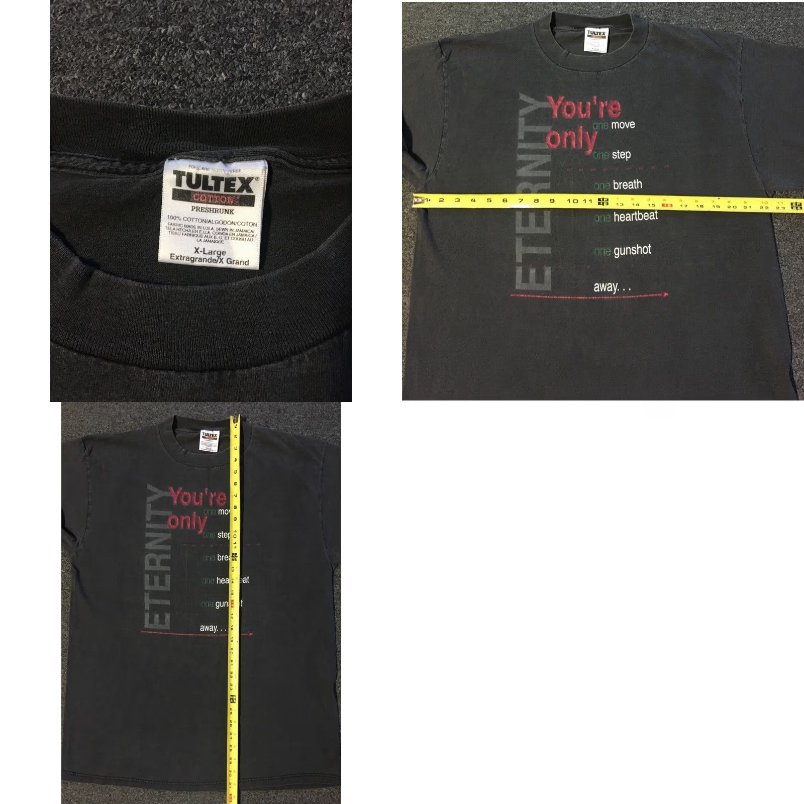 Tultex VINTAGE 90s Eternity Faded Shirt XL Black T-Shirt Men XL Funny Grunge Punk Religion Jesus Christ Size US XL / EU 56 / 4 - 8 Thumbnail