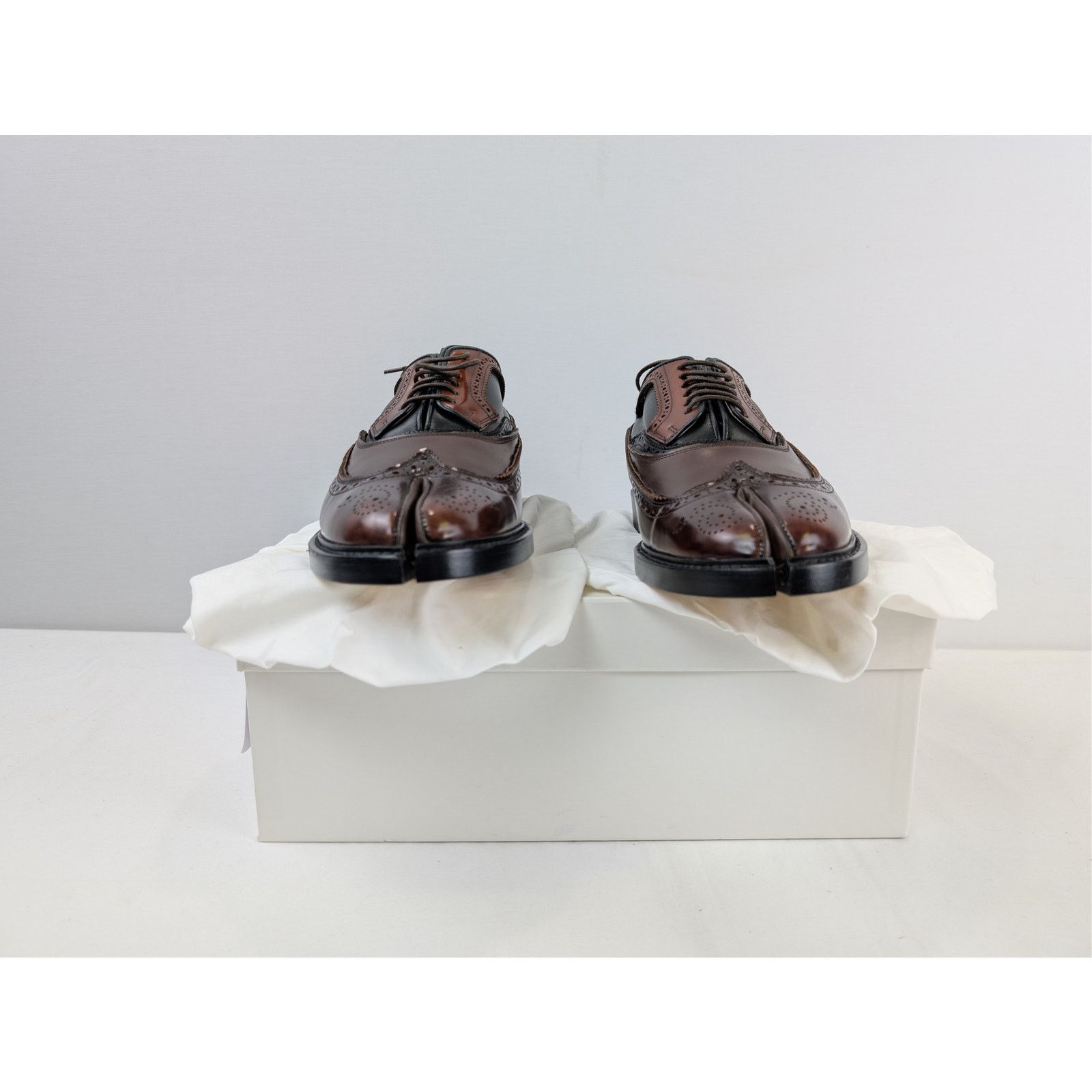 Maison Margiela o1rshd1 Tabi Leather Shoes Boots in Dark Brown Size US 12 / EU 45 - 14 Thumbnail