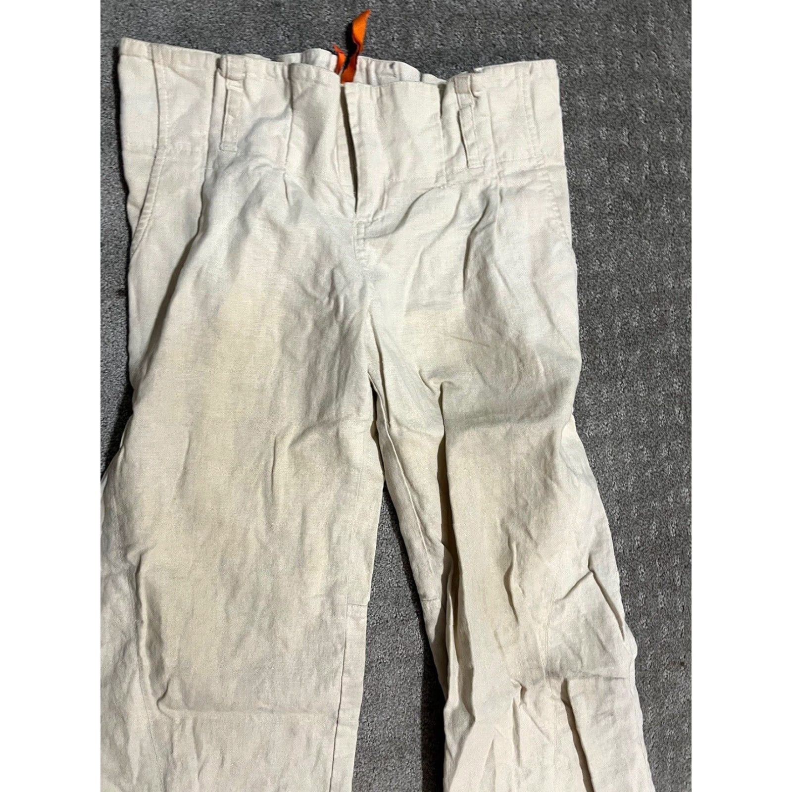 BCBGeneration BCBG Generation Pants Women Cropped Linen Blend Beige Size 2 Pull-On High Rise Tapered Pockets - Classic Style Size 26" / US 2 / IT 38 - 2 Thumbnail