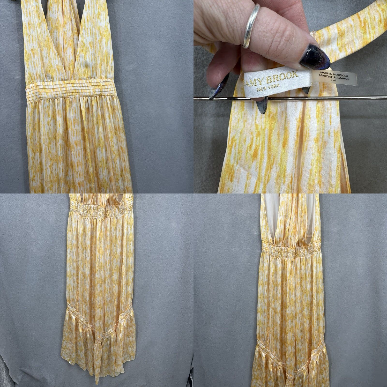 Ramy Brook Ramy Brook Maxi Dress Women Large Yellow Asymmetric Ruffle Halter Solid Bohemian Size L / US 10 / IT 46 - 8 Thumbnail
