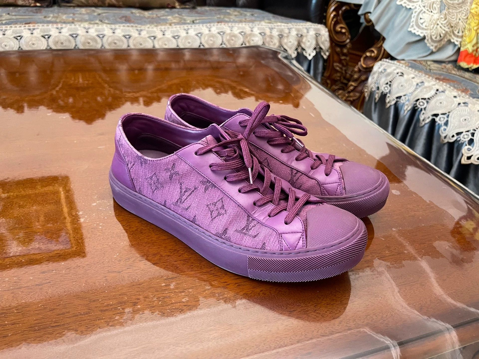 Louis Vuitton LV Classic Denim & Calfskin Full Logo Sneaker UK6 Size US 7 / EU 40 - 1 Thumbnail
