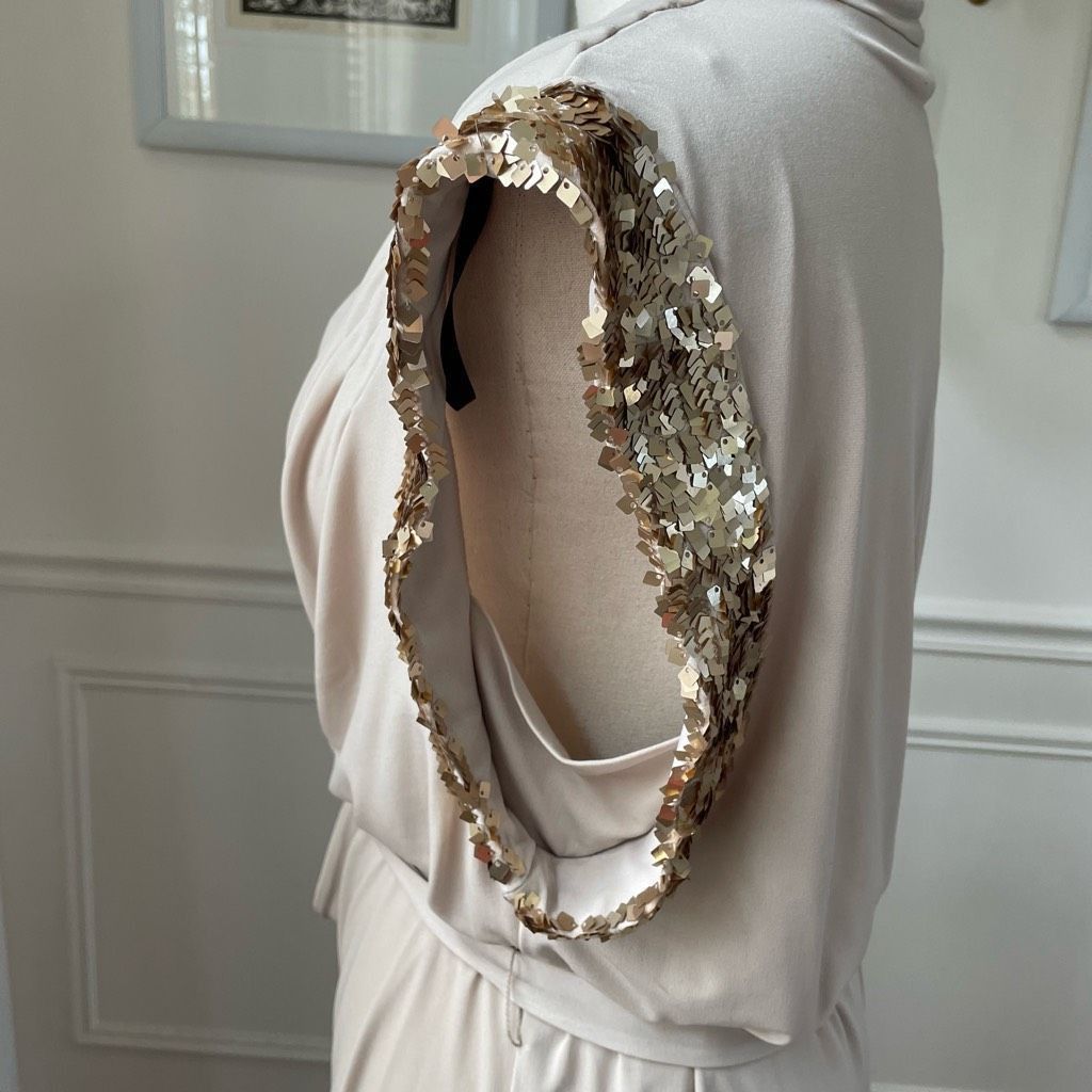 Calvin Klein Calvin Klein Beige Cowl Neck Dress Champaign Sequin 12 Size XL / US 12-14 / IT 48-50 - 6 Thumbnail