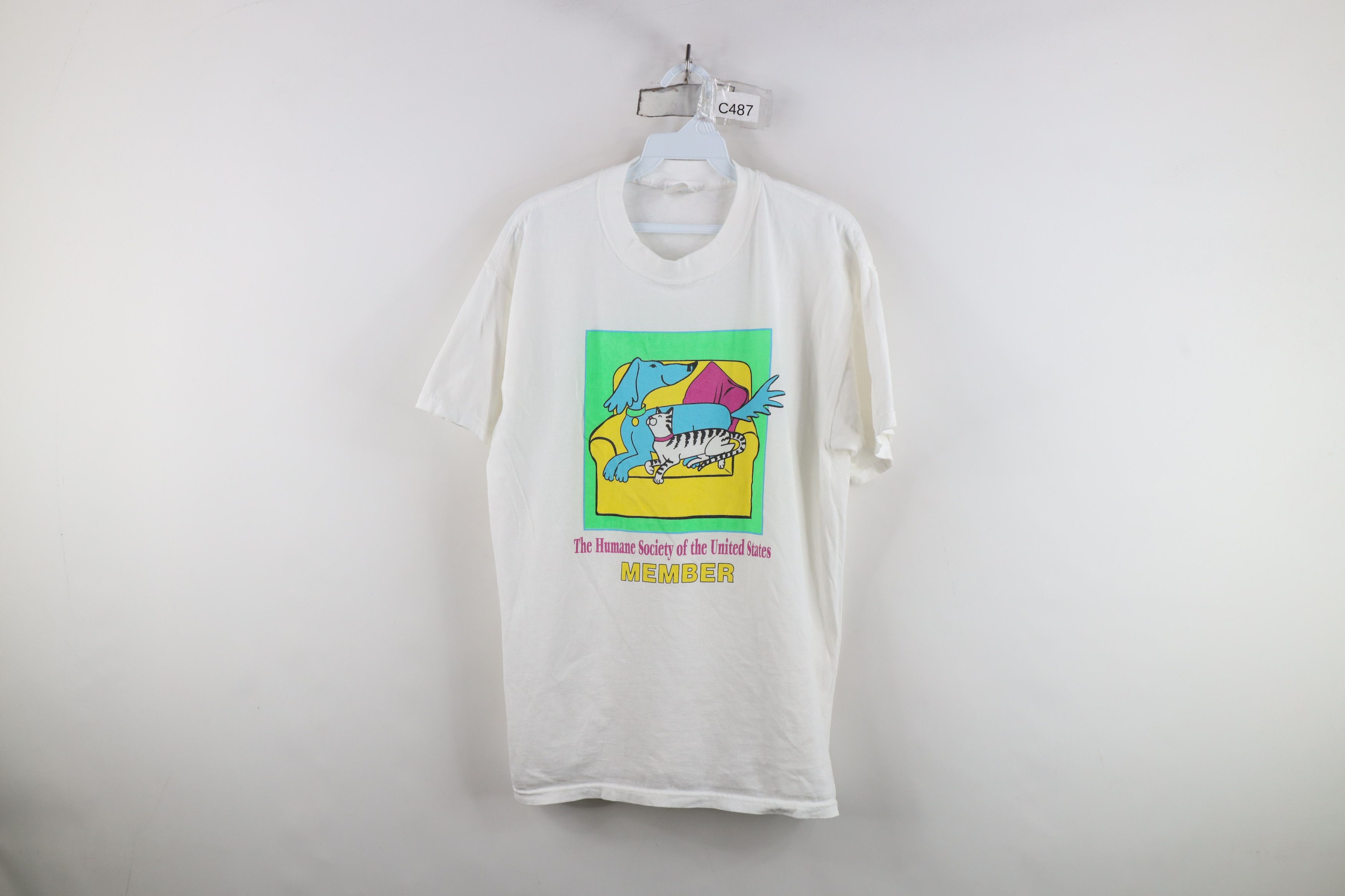 Vintage Vintage 90s Streetwear Society Member Dog Cat T-Shirt Size L / US 10 / IT 46 - 1 Thumbnail