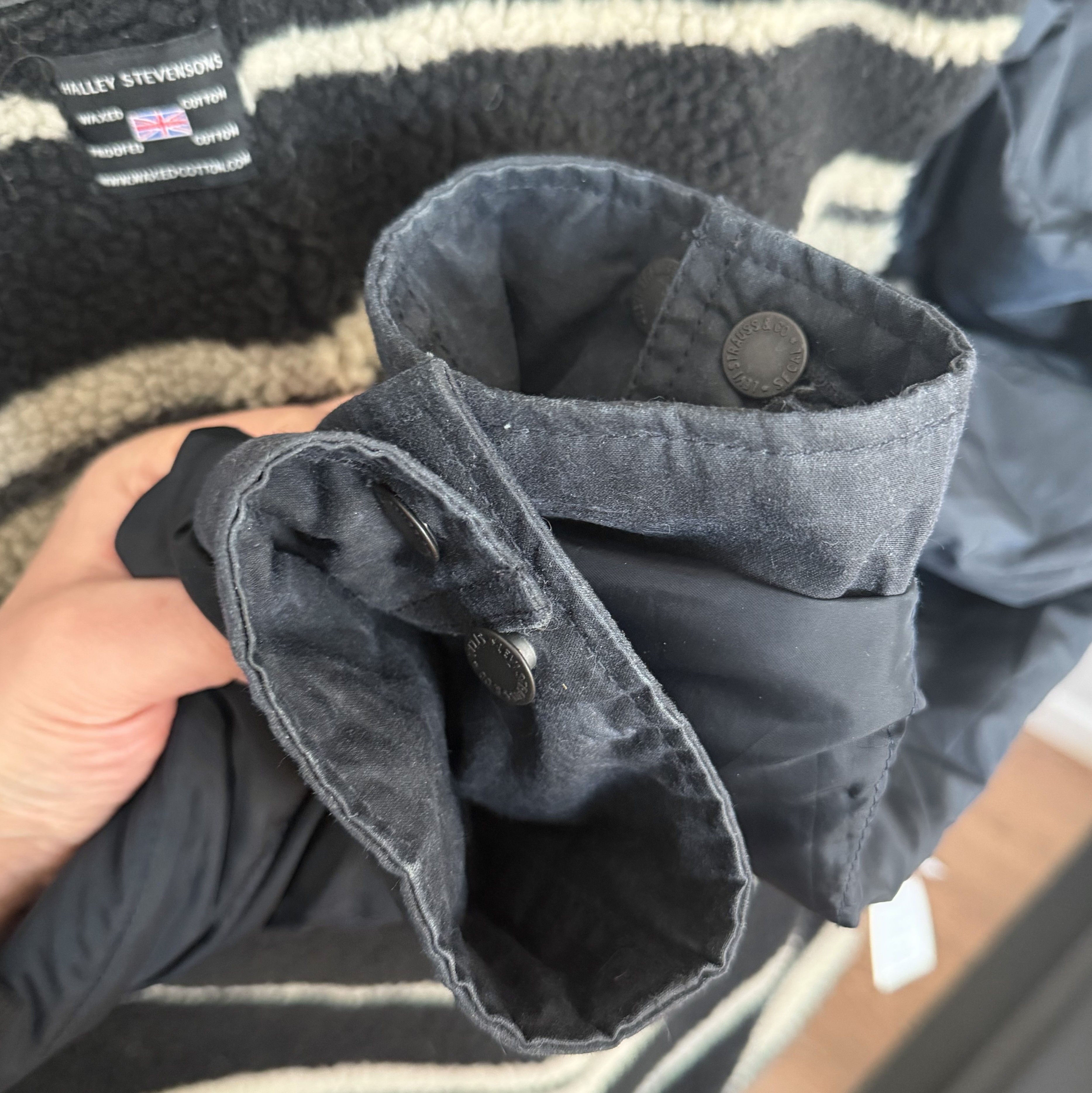 Levi's LEVIS Halley Stevensons Wax Sherpa Jacket Navy Waxed Cotton Size US M / EU 48-50 / 2 - 16 Thumbnail