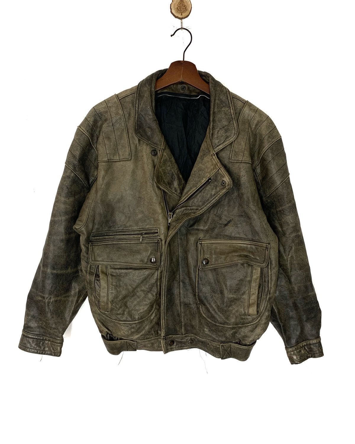 Freewheelers × Vintage Vintage Double Collar Cafe Racer Stonewash Leather Jacket Size US L / EU 52-54 / 3 - 1 Thumbnail